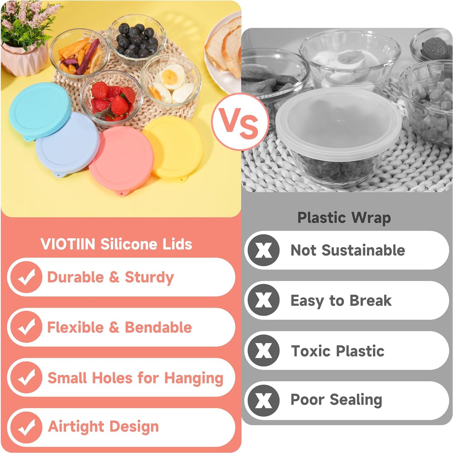 4 Tapas de Silicona Viotiin para Tazas de Cristal 6oz