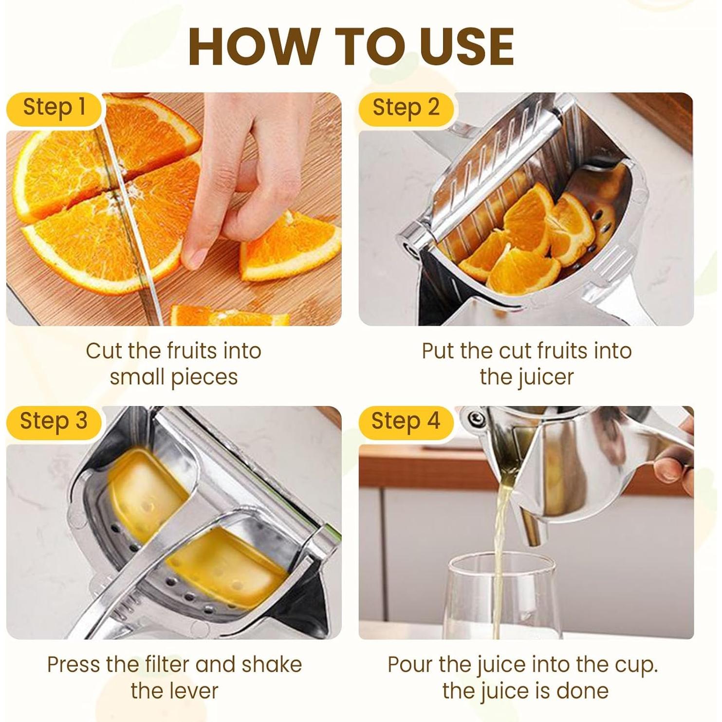 Lemon Squeezer Stainless Steel Citrus Juicer, Large Manual Citrus Press Juicer and Lime Squeezer, Heavy Duty Handheld Lemon Juicers, Kitchen Tool (1PC)