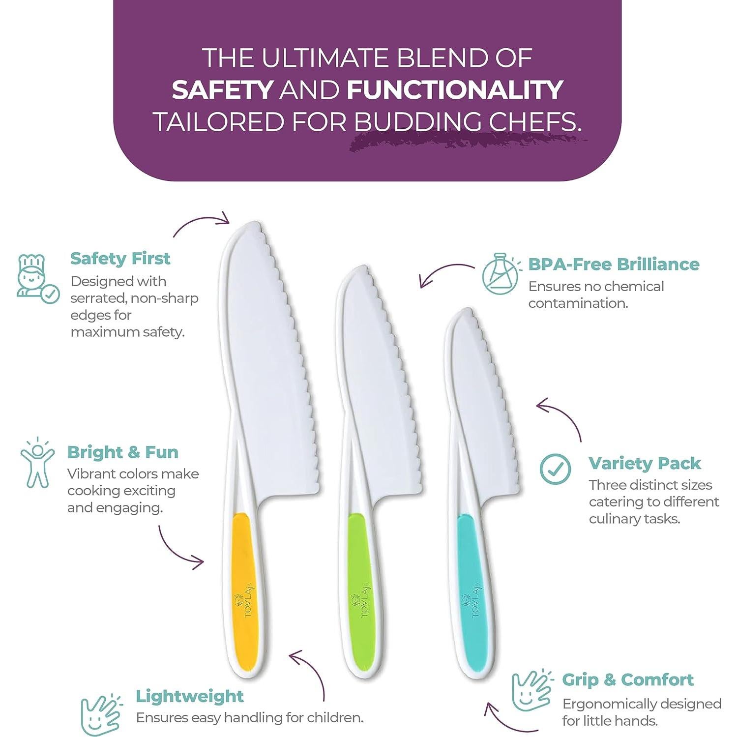 Juego de cuchillos Tovla Jr. para niños - 3 piezas seguras