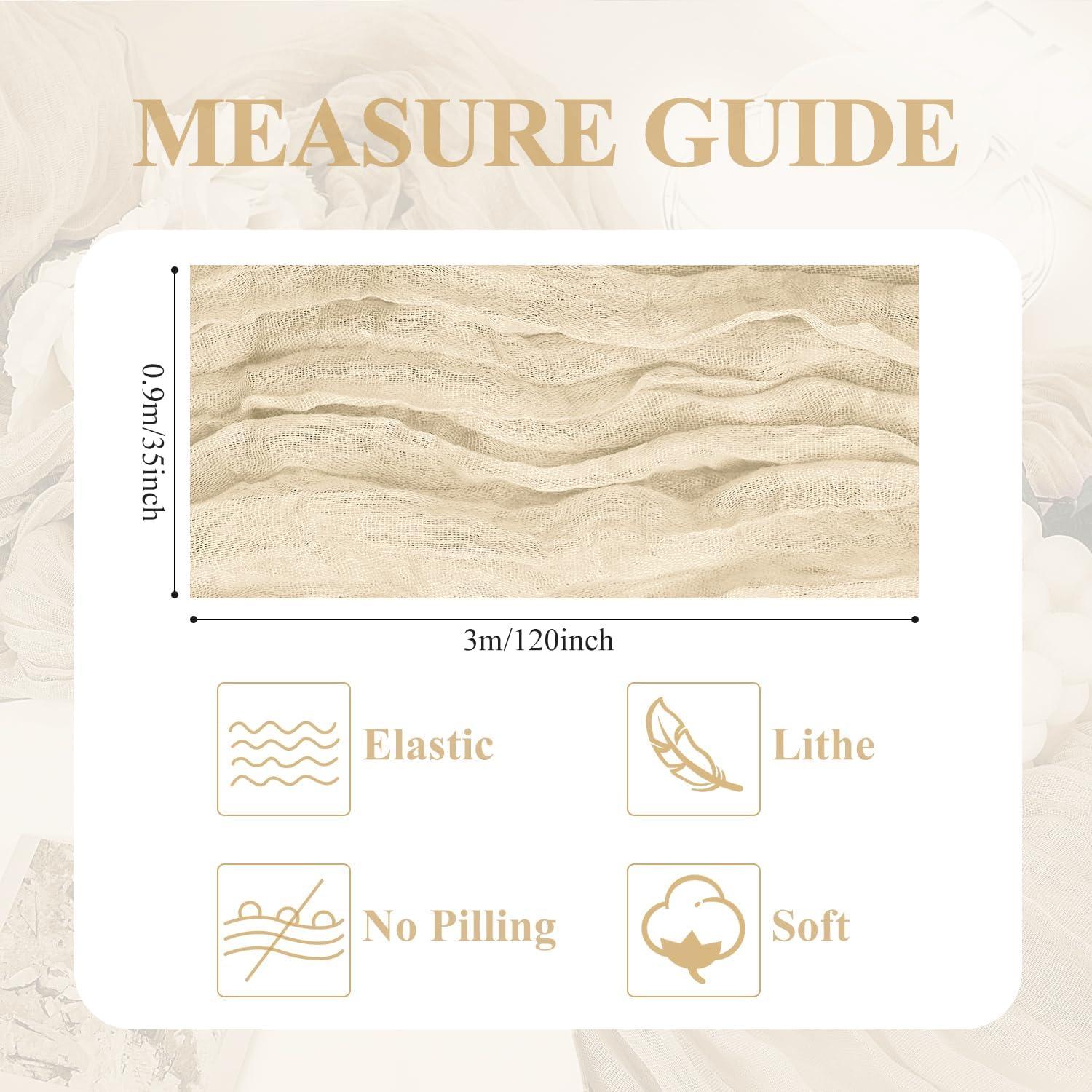 Camino de Mesa Asee'm 305x89 cm Beige Gasa Boho para Eventos