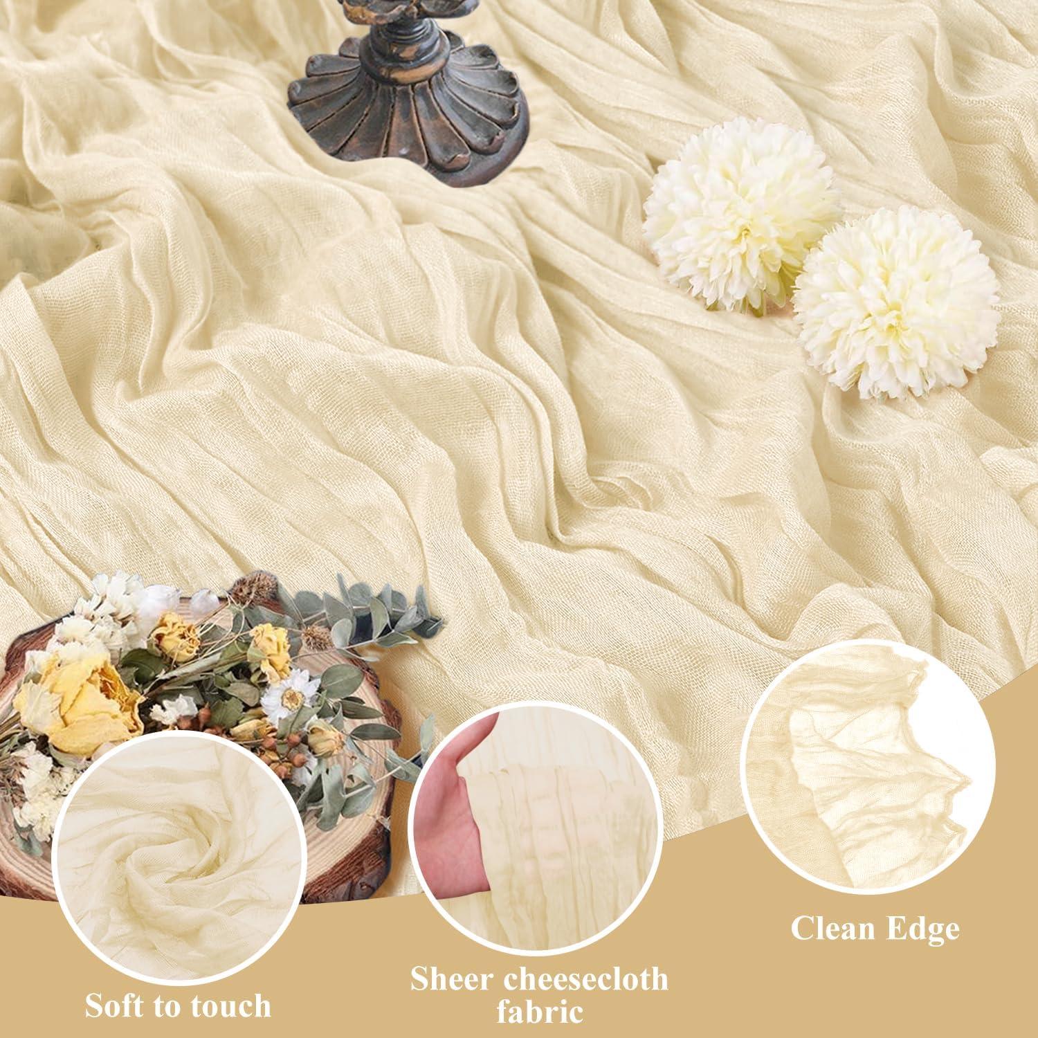 Camino de Mesa Asee'm 305x89 cm Beige Gasa Boho para Eventos