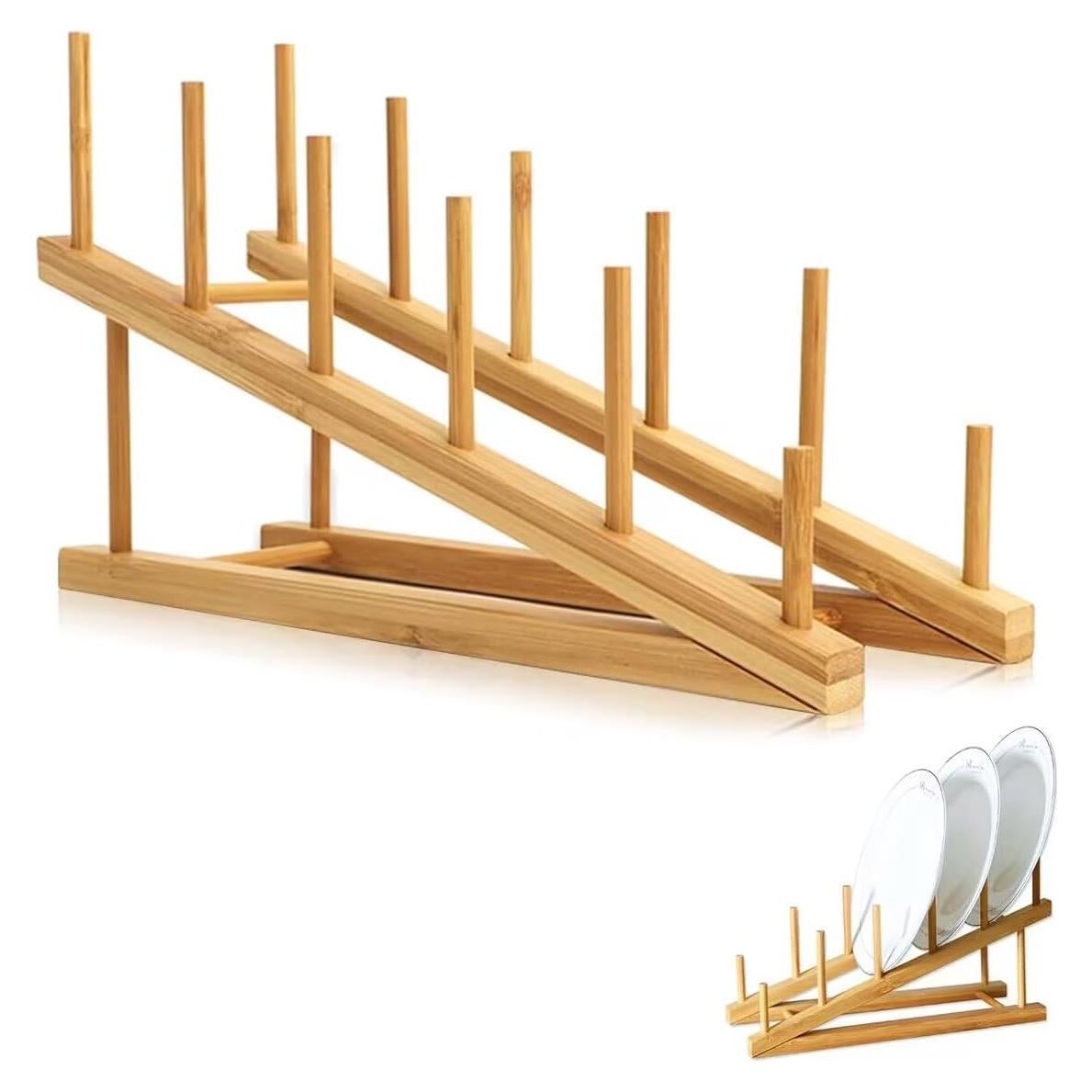 Estante de Secado de Platos de Bambú TIE-DailyNec 30x11.4x48.3cm