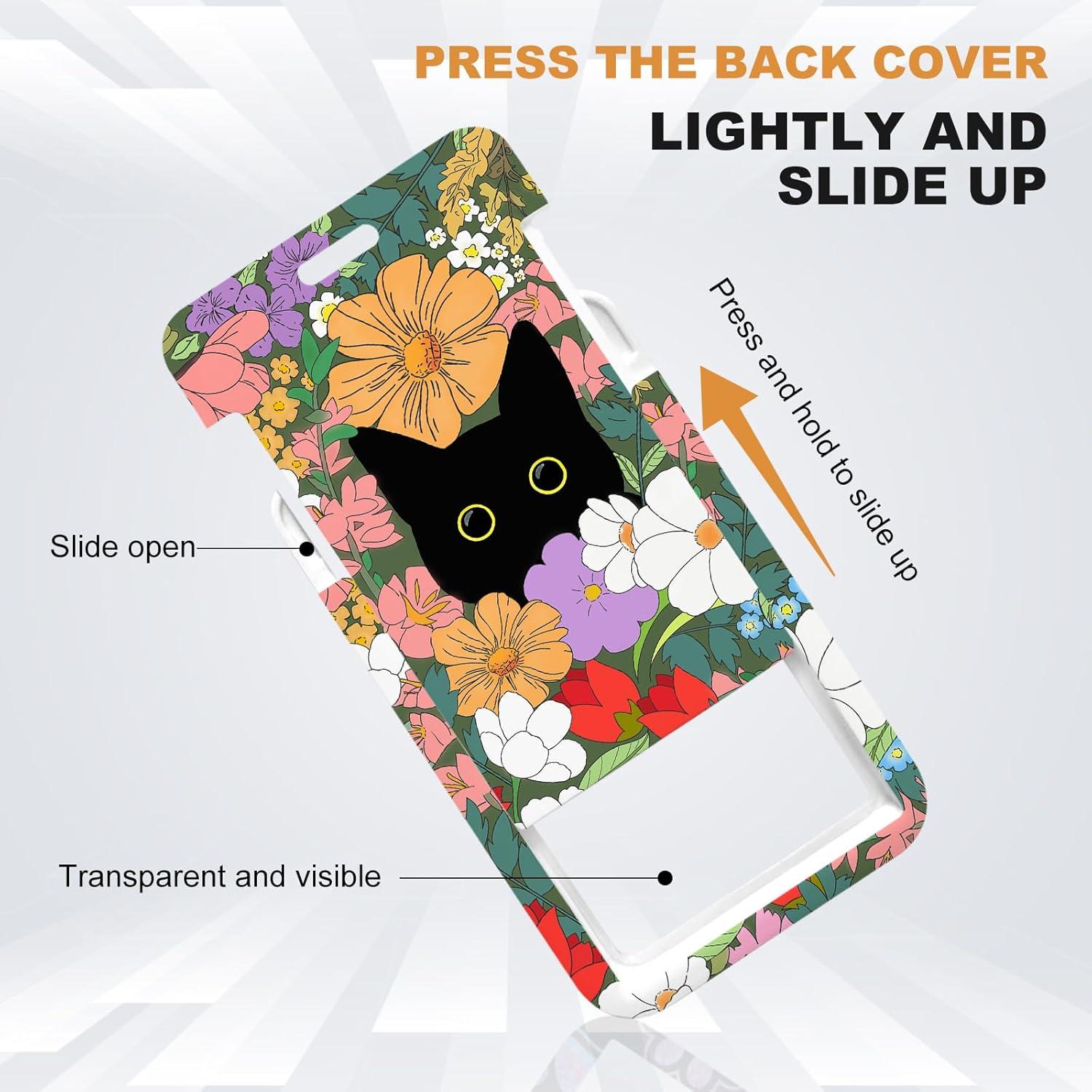 Soporte de Insignia Retráctil Bclelct 3Pcs Gato Flores