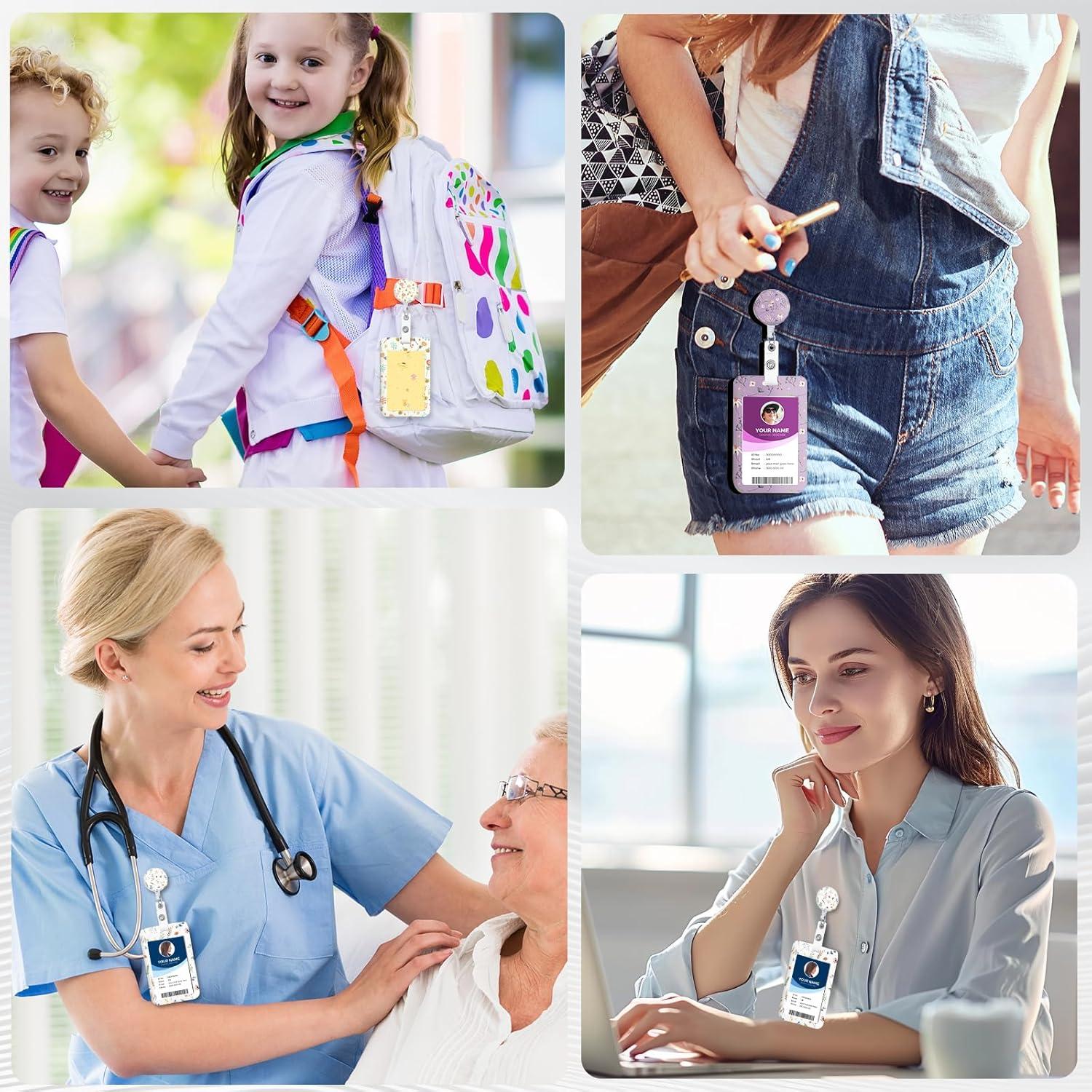 Soporte de Insignia Retráctil Bclelct 3Pcs Gato Flores