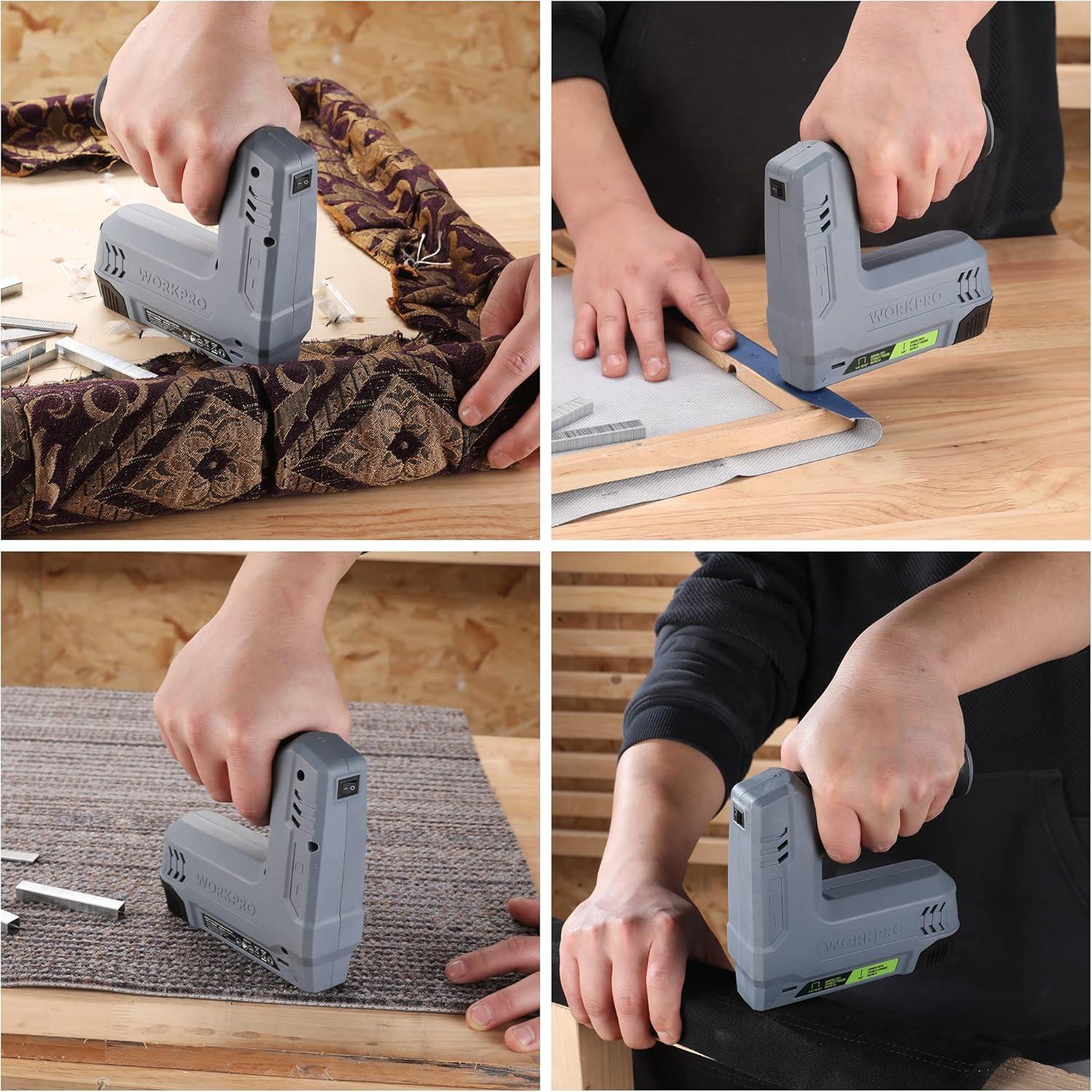 Pistola de Grapas Eléctrica WORKPRO 3.6V 2-en-1 con 2000 Grapas