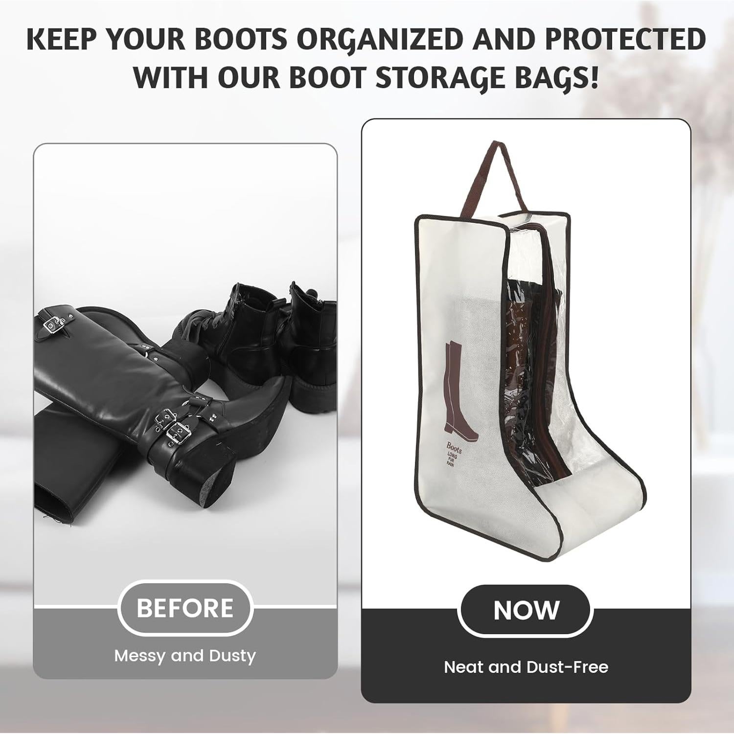 Set de 2 Bolsas de Almacenamiento para Botas Altas Beige