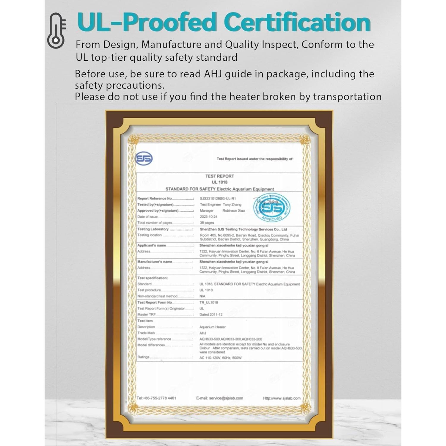 Calentador de Acuario 300W AHJ para 151-265 Litros con Control Preciso