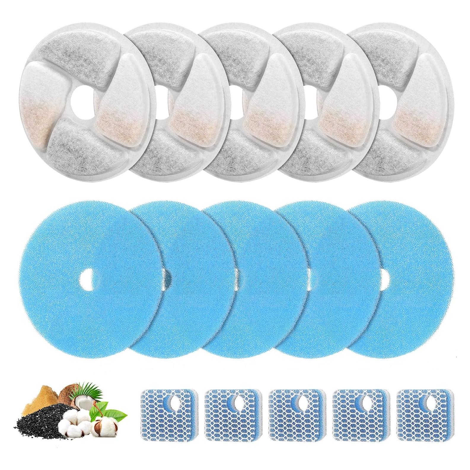 Juego de 5 Filtros de Reemplazo ZEKIRY para Fuente de Agua 2.2L