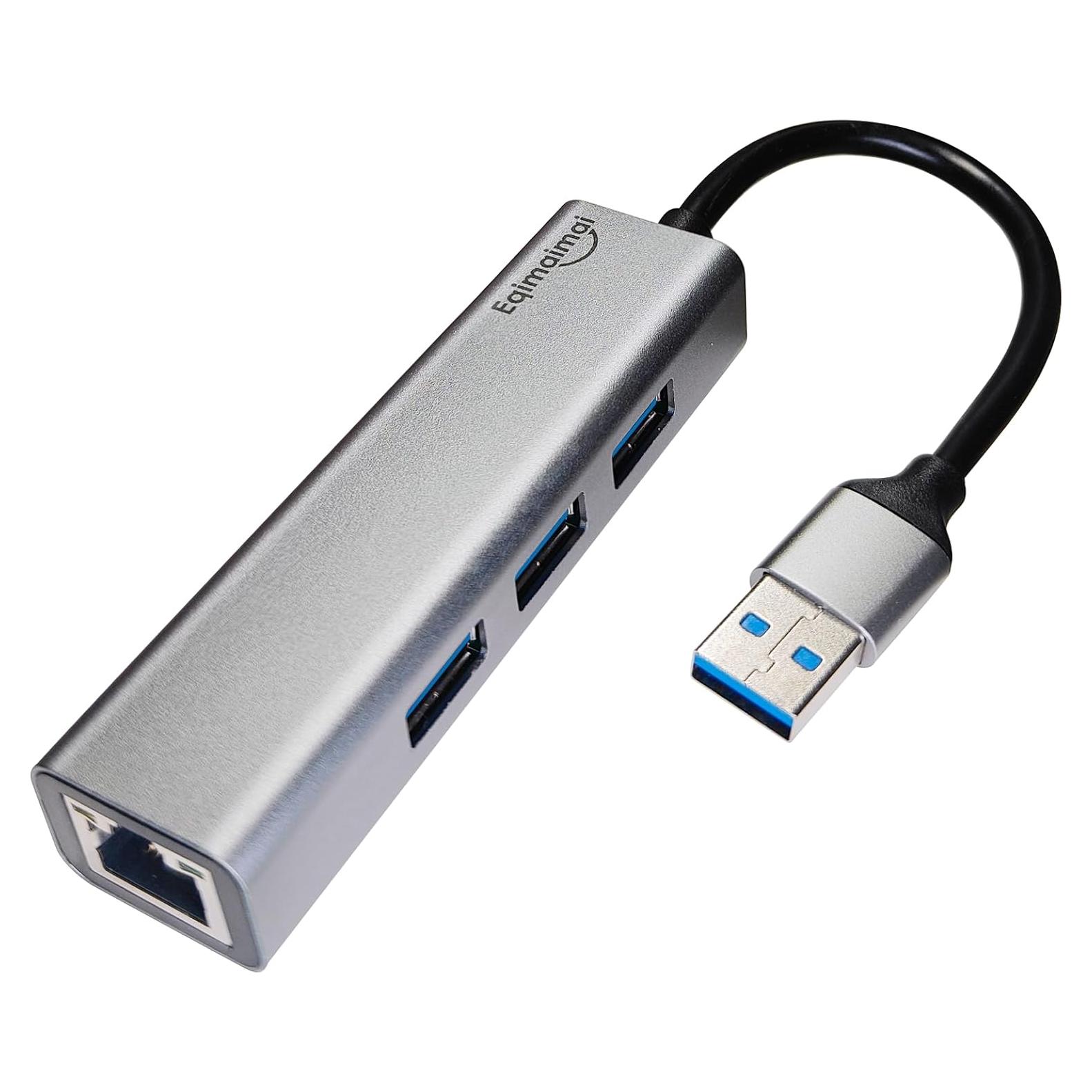 Hub USB 3.0 con Adaptador Ethernet EQIMAIMAI 1Gbps