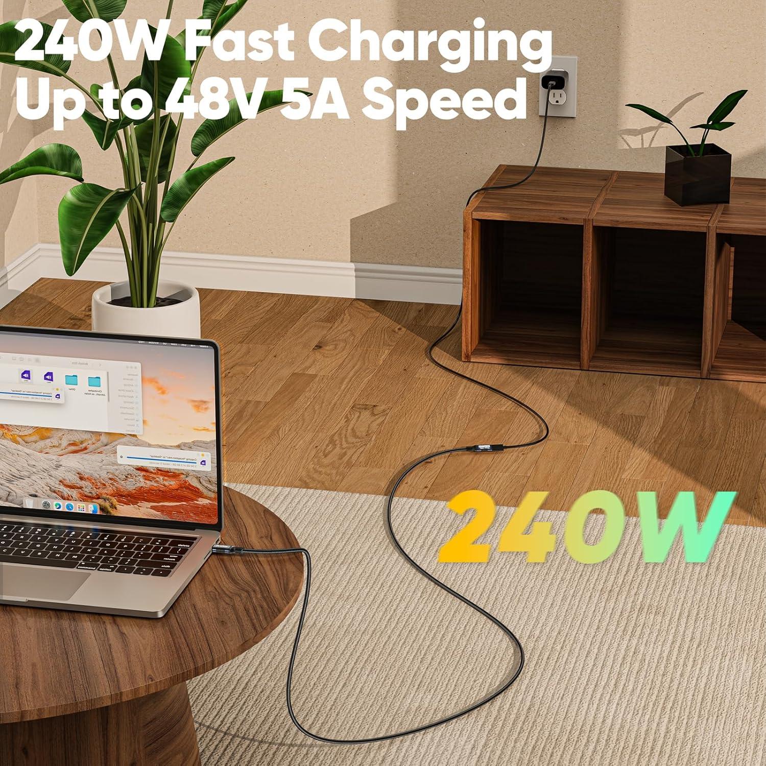 Cable Extensión USB C 1.83m CLAVOOP 20Gbps 240W 4K