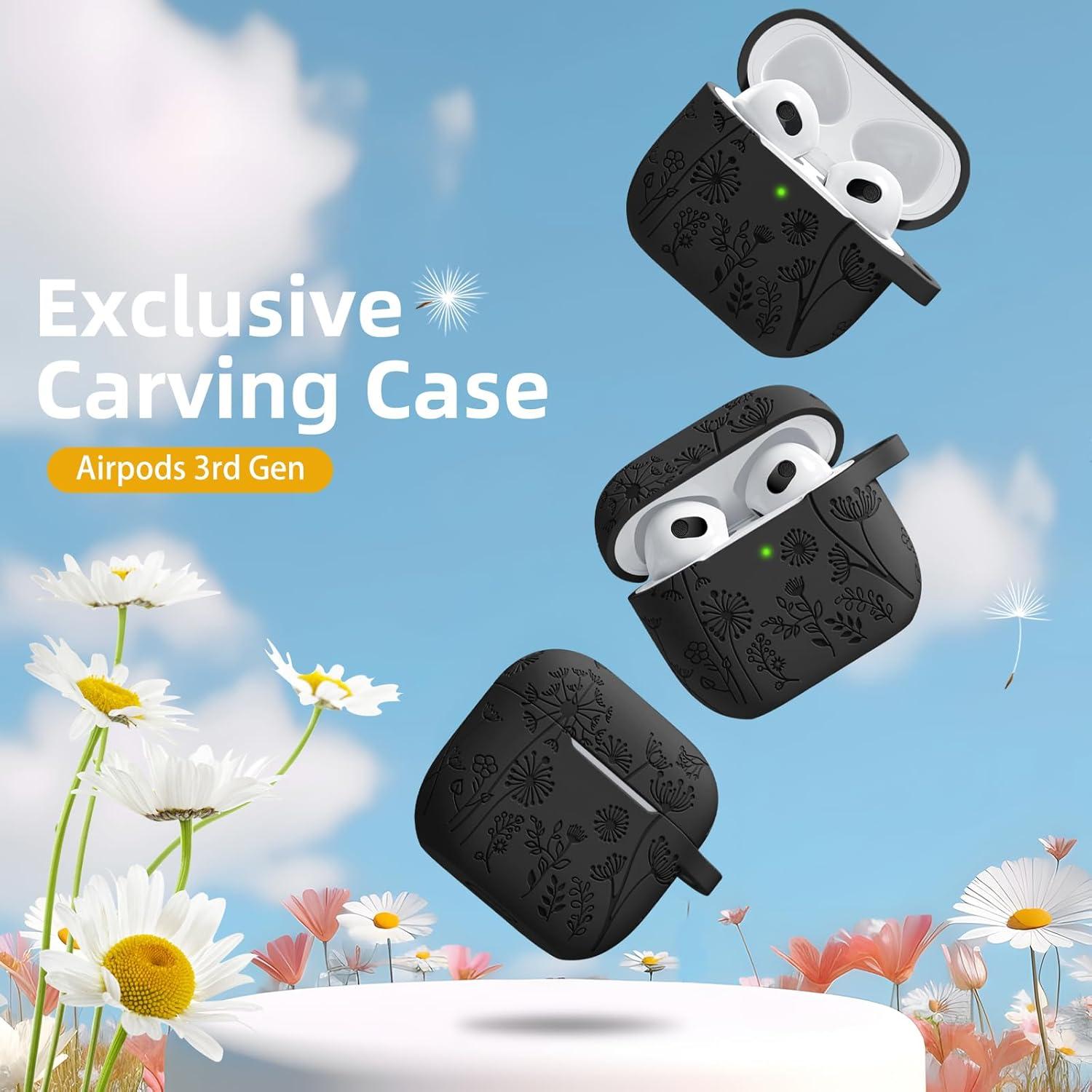 Funda de Silicona Grabada Lerobo para AirPods 3ra Generación - Negro
