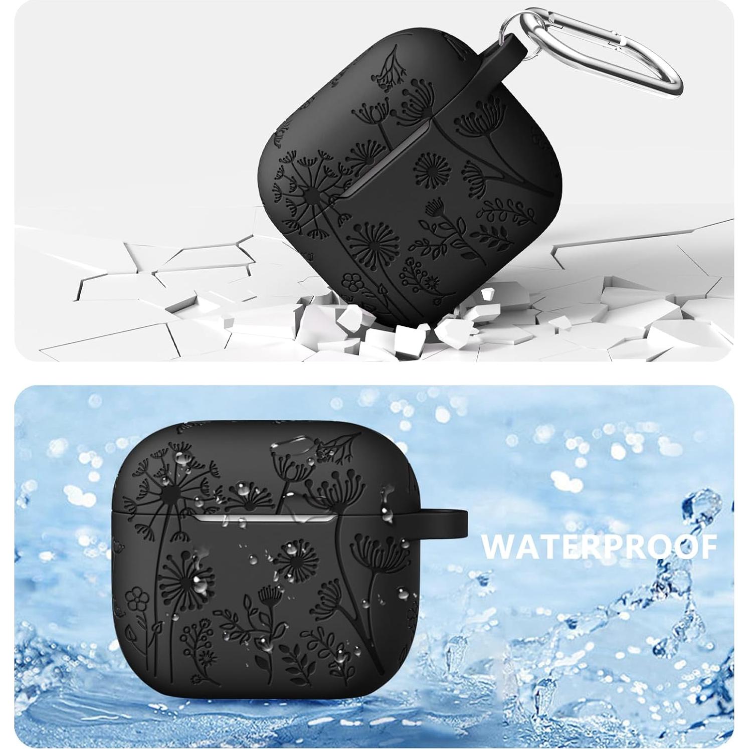 Funda de Silicona Grabada Lerobo para AirPods 3ra Generación - Negro