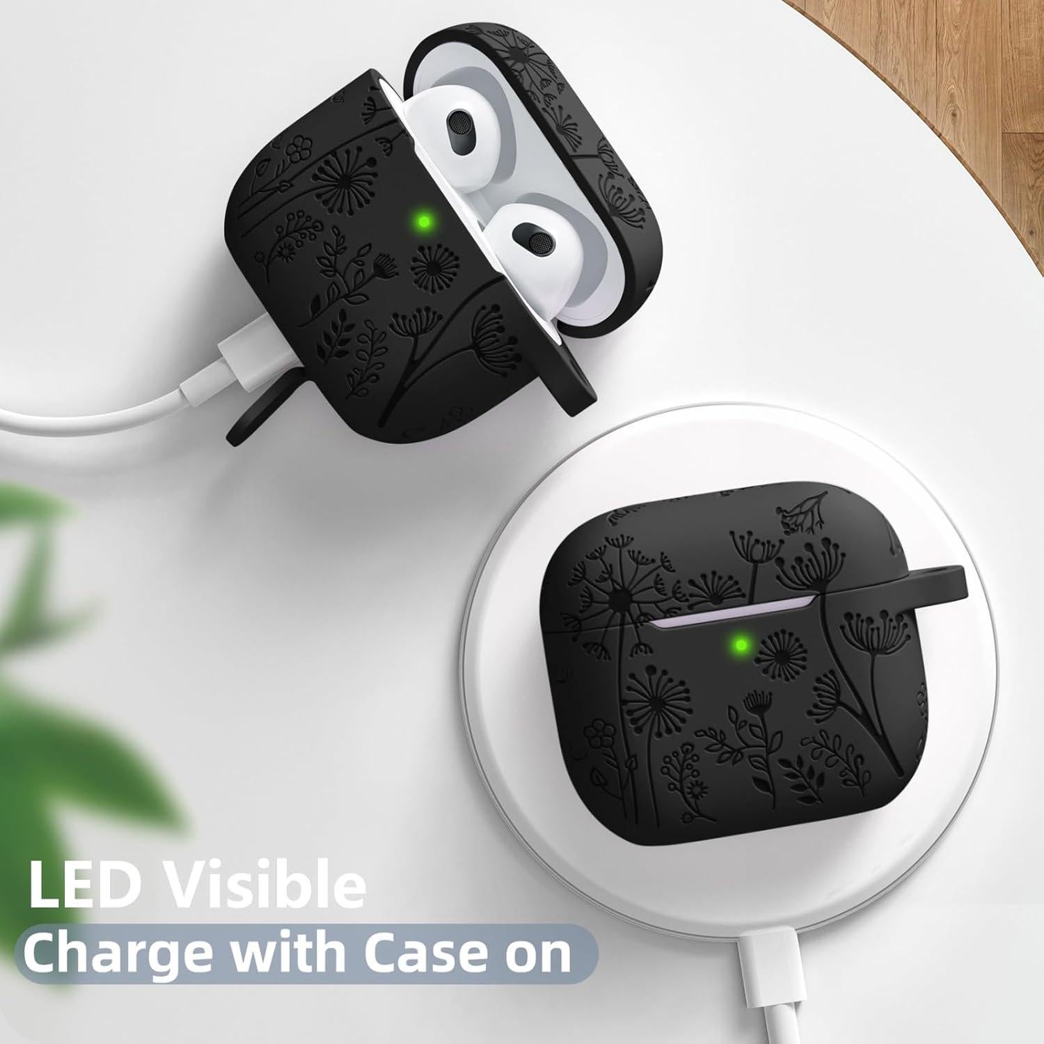 Funda de Silicona Grabada Lerobo para AirPods 3ra Generación - Negro