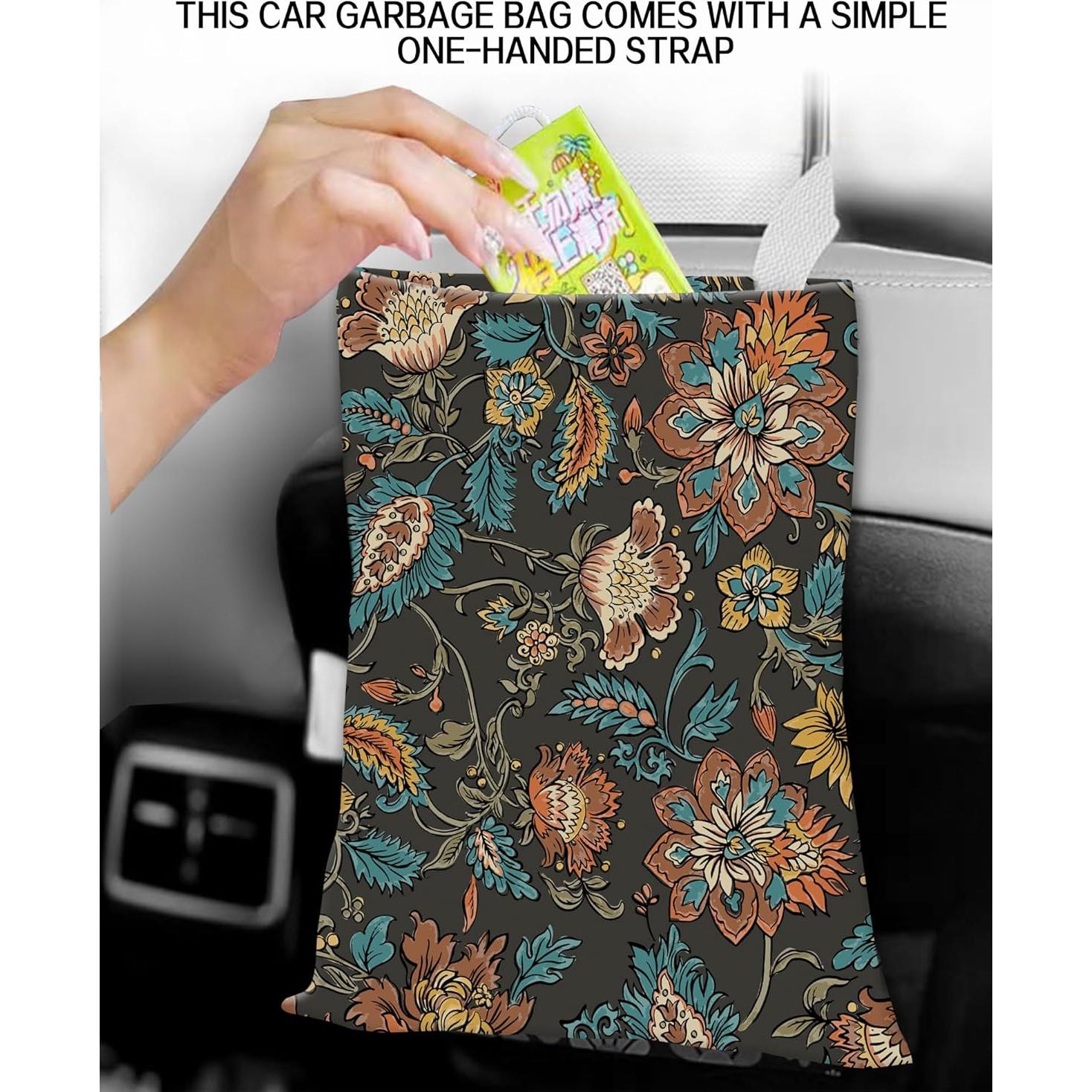 Basurero de Auto Colgante ANKVRP Boho Paisley - Ecológico y Compacto