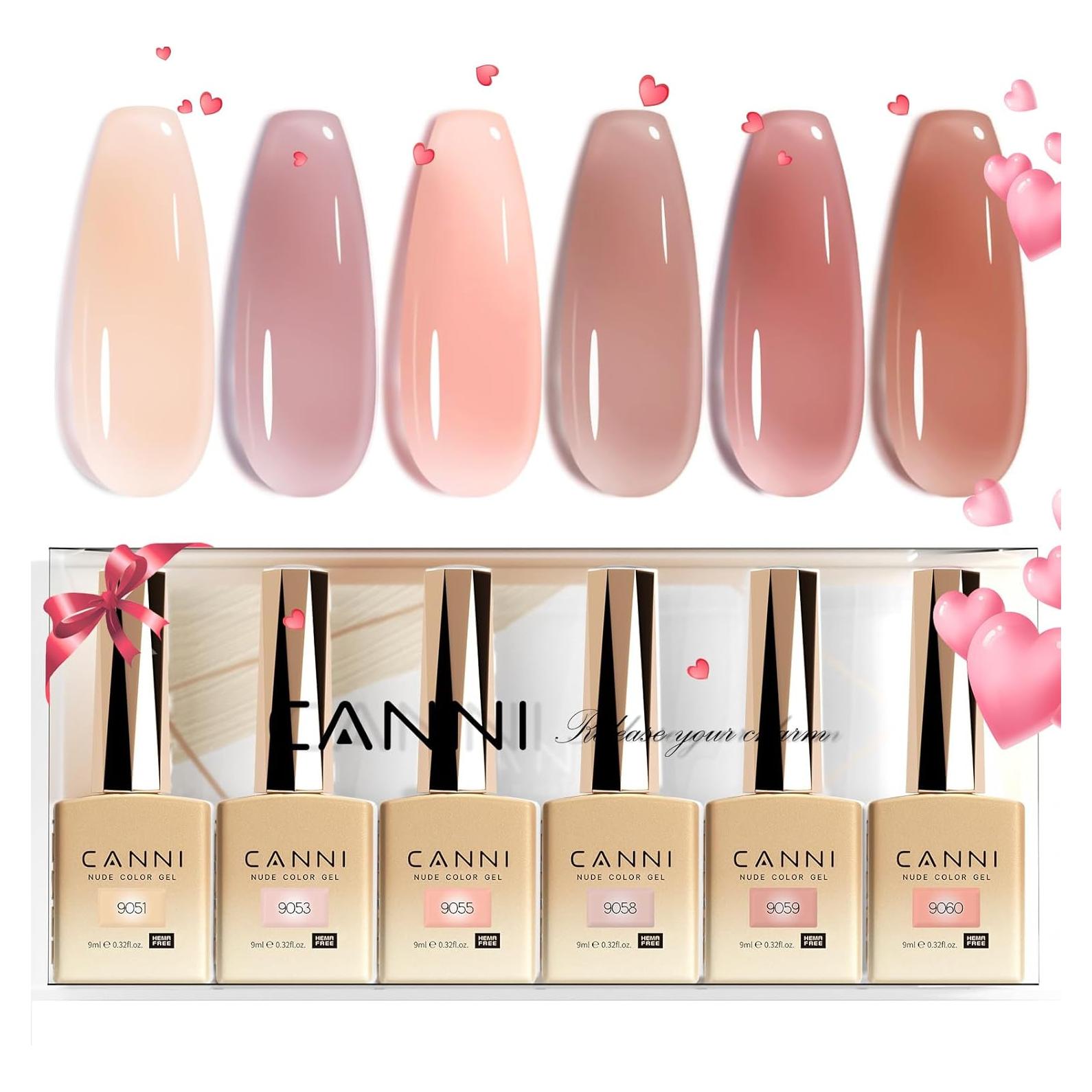 Set de Esmalte de Uñas Gel CANNI Rosa Neutro 6 Piezas 9ml