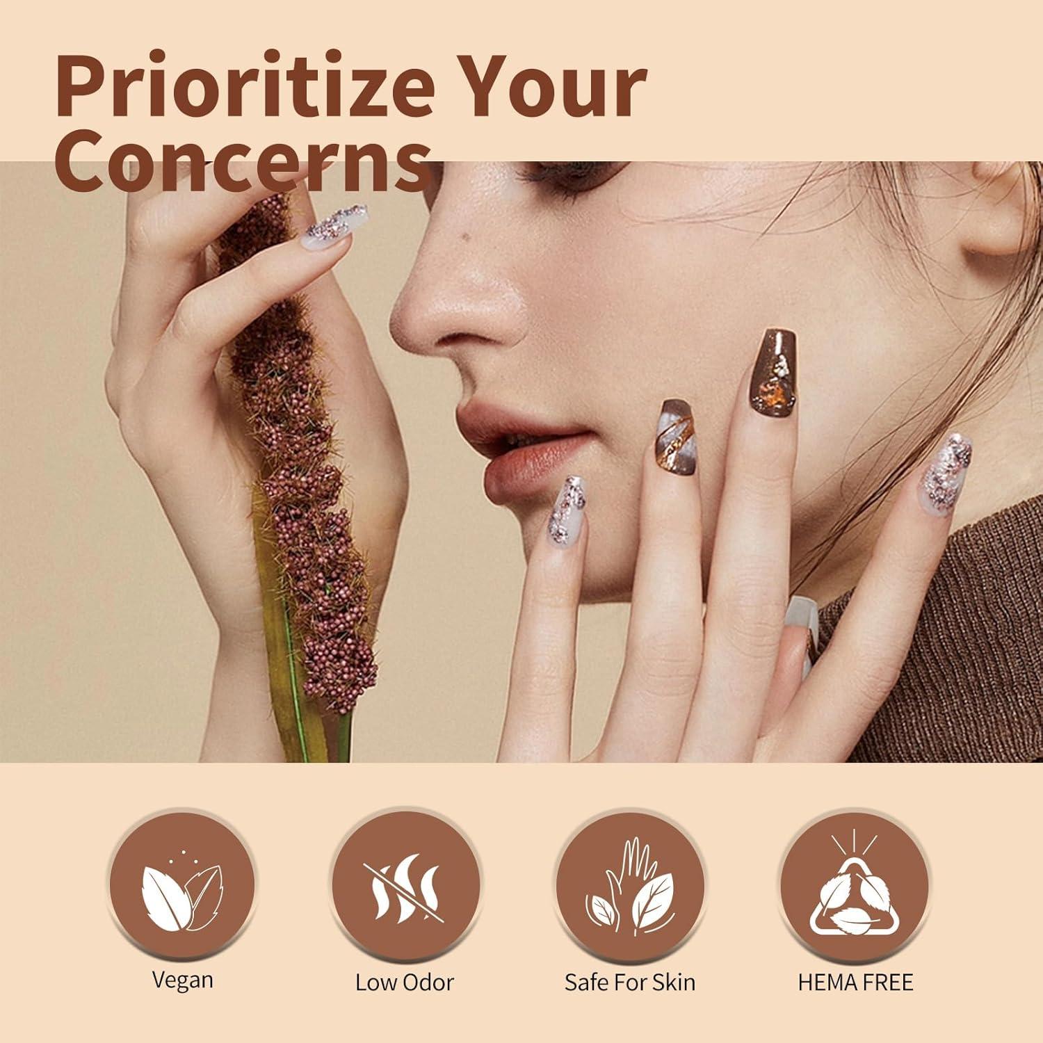 CANNI Kit 6Pcs Esmalte de Uñas Gel Marrón Nude 9ml Sin HEMA