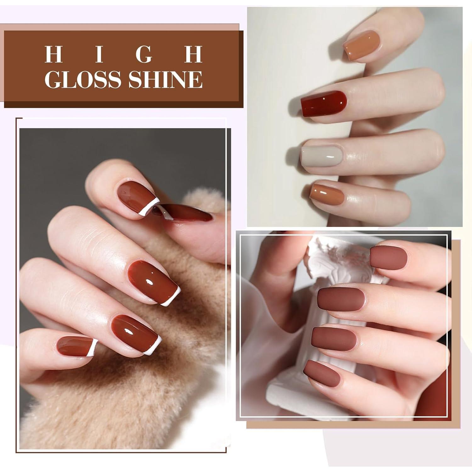 CANNI Kit 6Pcs Esmalte de Uñas Gel Marrón Nude 9ml Sin HEMA