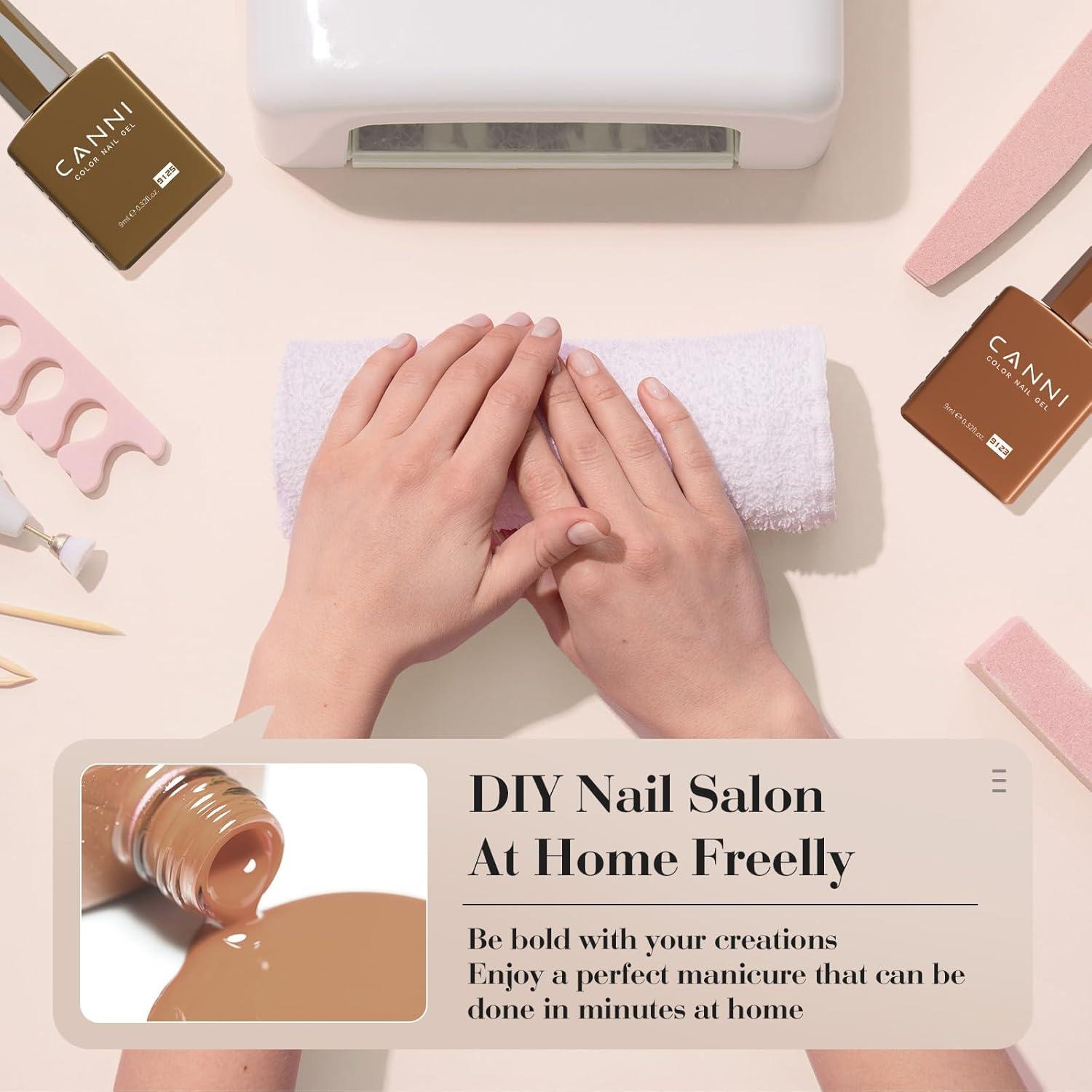 CANNI Kit 6Pcs Esmalte de Uñas Gel Marrón Nude 9ml Sin HEMA