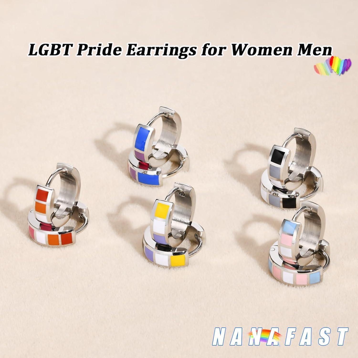 Pendientes Aros Pequeños Acero Inoxidable Orgullo LGBT