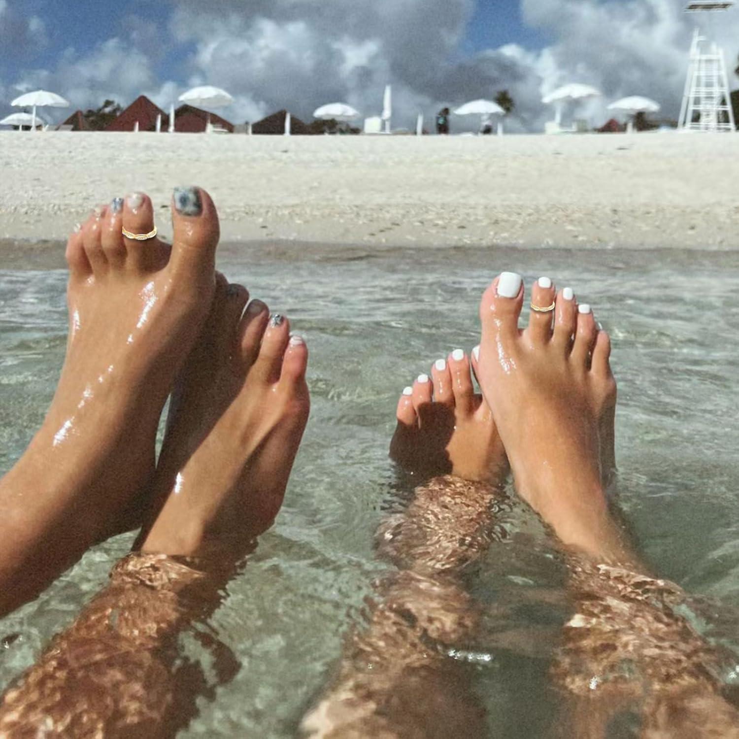 Anillos para Dedos de los Pies Ajustables 14k Oro Relleno Flor