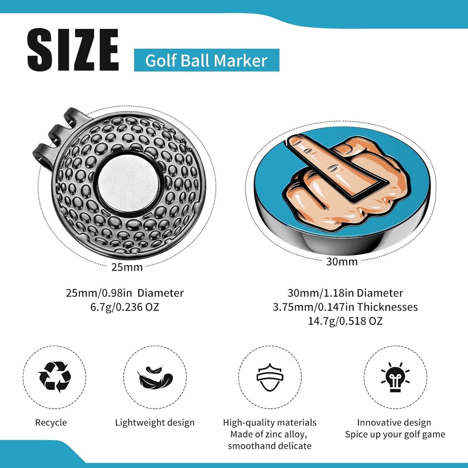 Conjunto de Marcadores de Pelota de Golf OlibaDu con Clip de Gorra