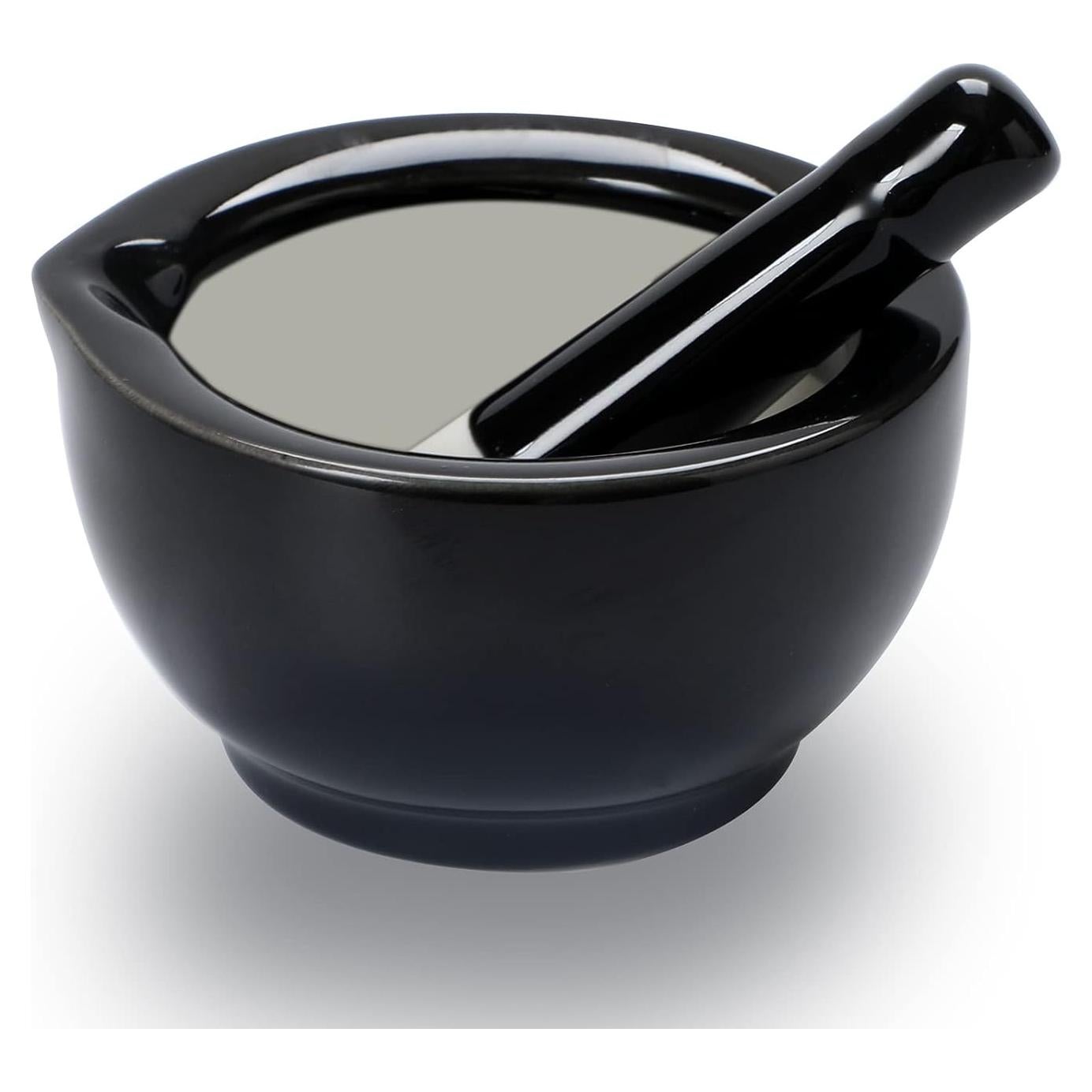 Conjunto de Mortero y Mano ONTUBE Cerámica 8.13 cm Negro