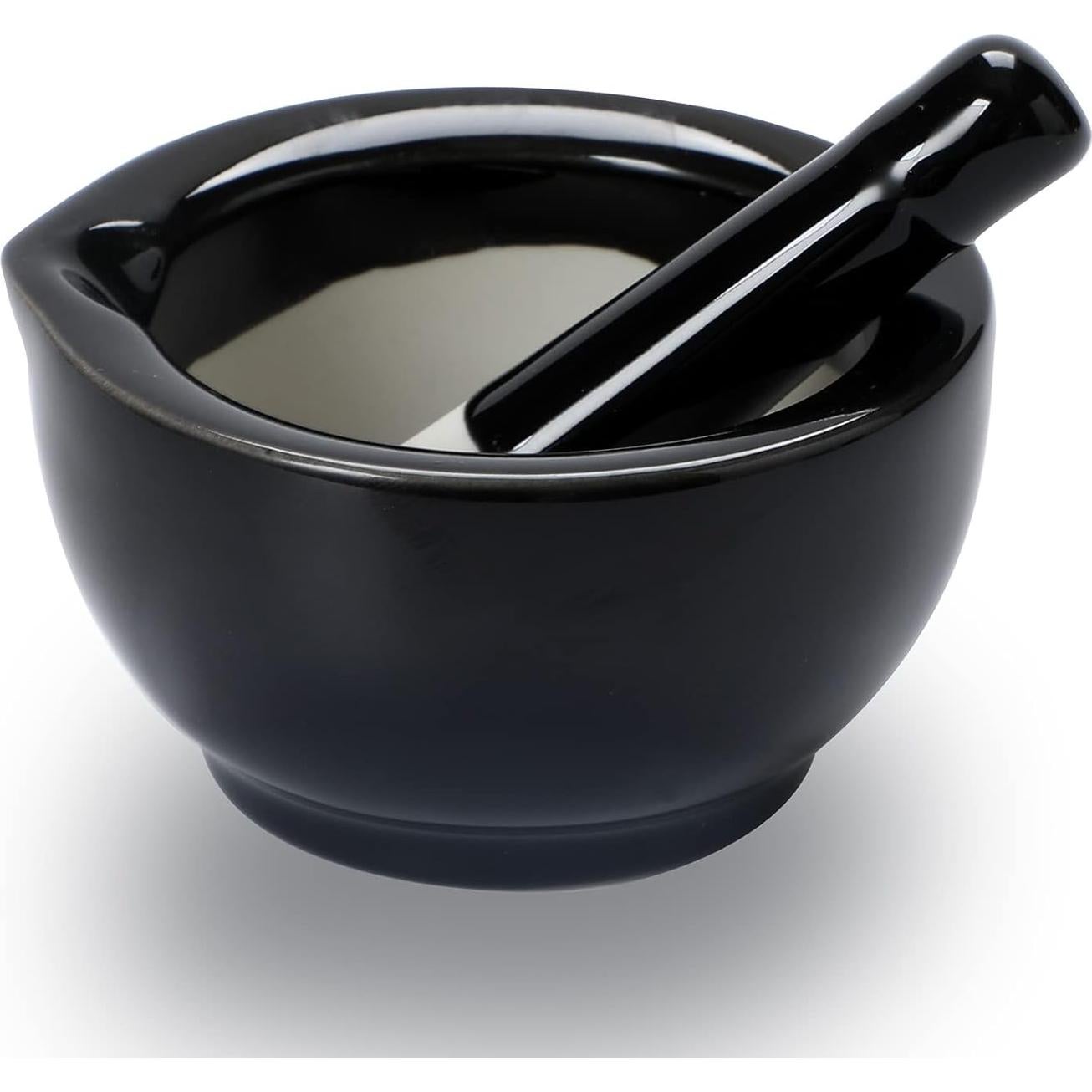 Conjunto de Mortero y Mano ONTUBE Cerámica 8.13 cm Negro