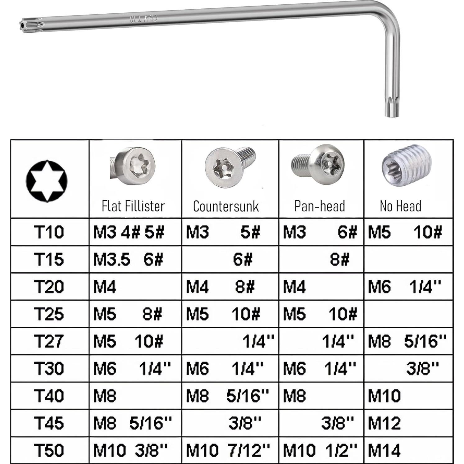 Llave Torx T10 FOCMKEAS a Prueba de Manipulación 95mm