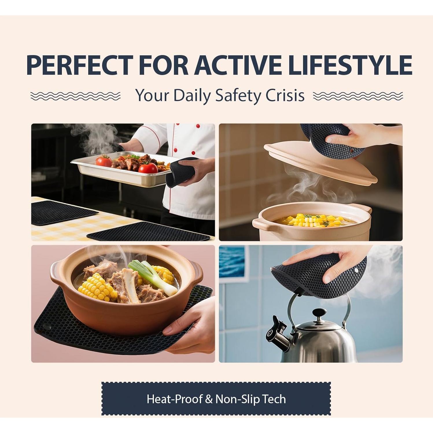 Juego de 4 manteles de silicona NICESOPIN antideslizantes