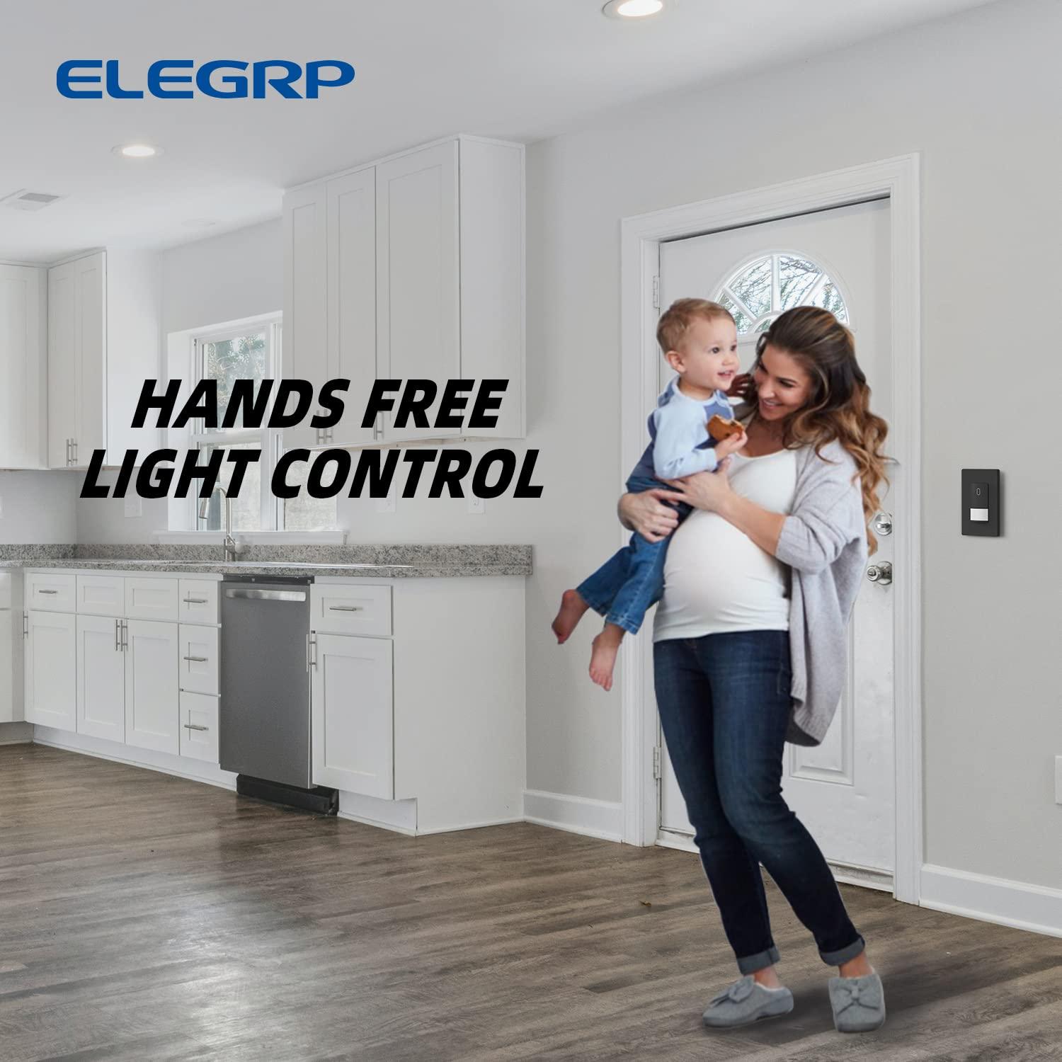 Interruptor de luz con sensor de movimiento ELEGRP negro mate