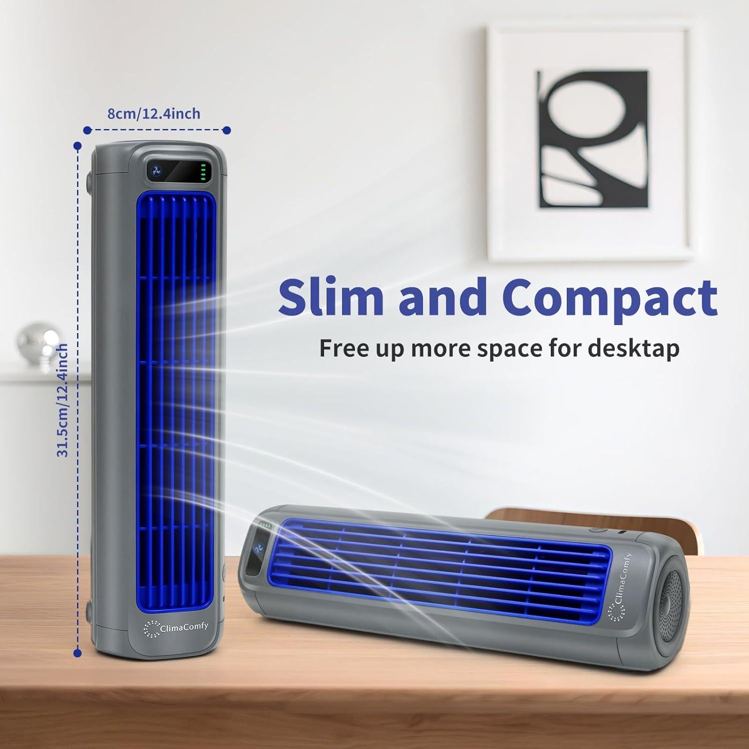 Ventilador de Escritorio ClimaComfy 12 Pulgadas Recargable 5000mAh