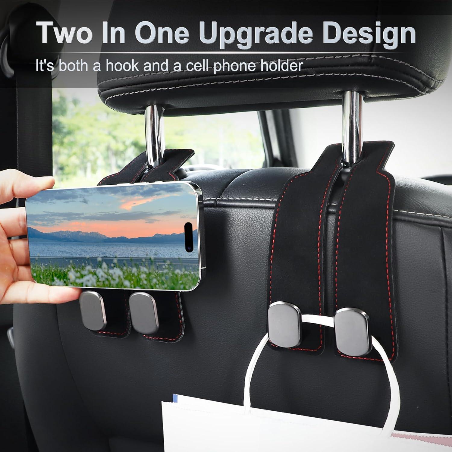 Gancho Doble para Reposacabezas LivTee - Organizador de Auto Negro 2PCS