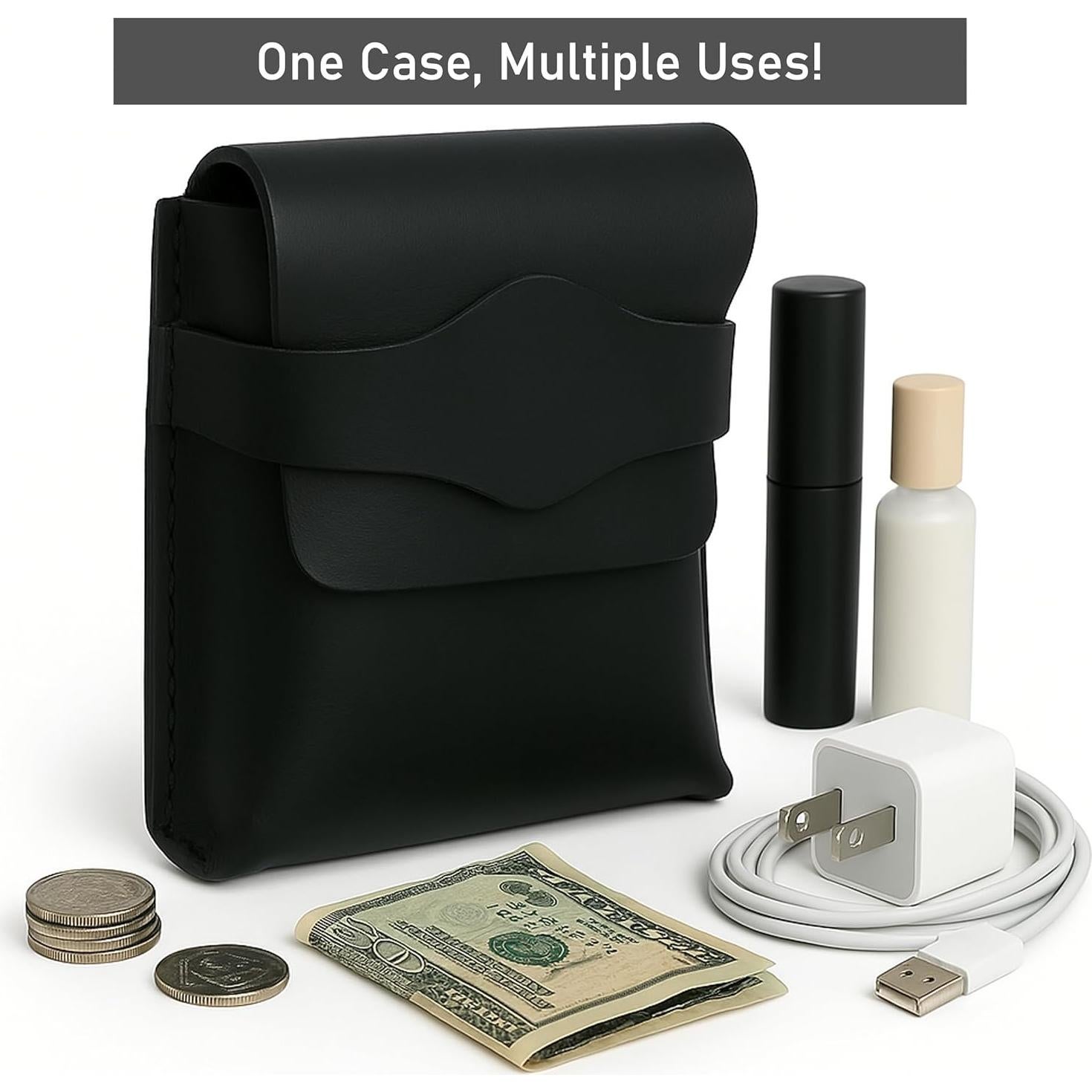 Funda de Cartas de Juego de Cuero Negro M. R. Daughters 11.4x8.9 cm