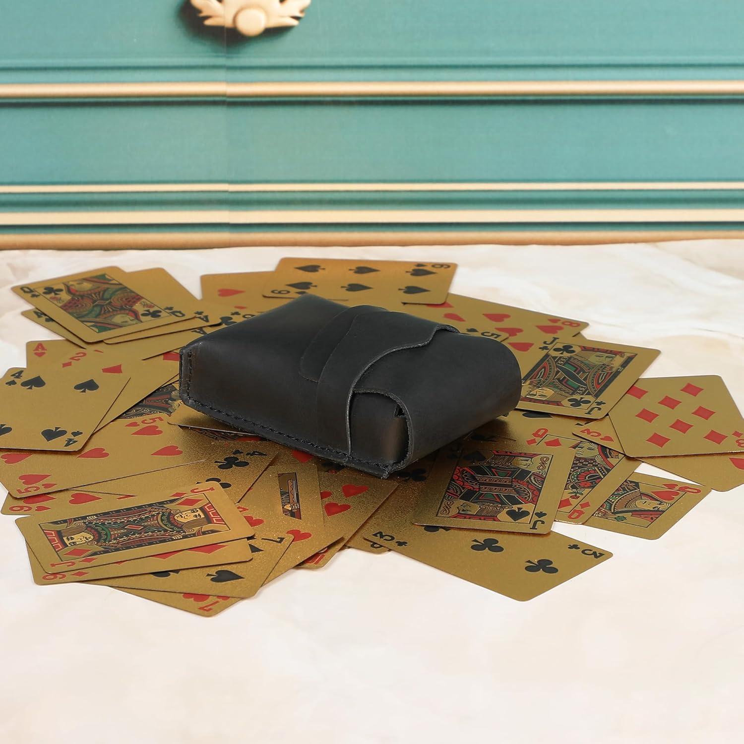 Funda de Cartas de Juego de Cuero Negro M. R. Daughters 11.4x8.9 cm