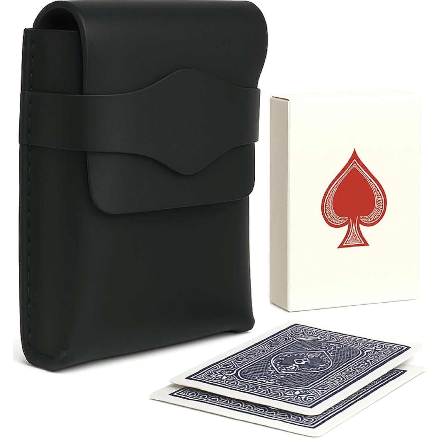 Funda de Cartas de Juego de Cuero Negro M. R. Daughters 11.4x8.9 cm
