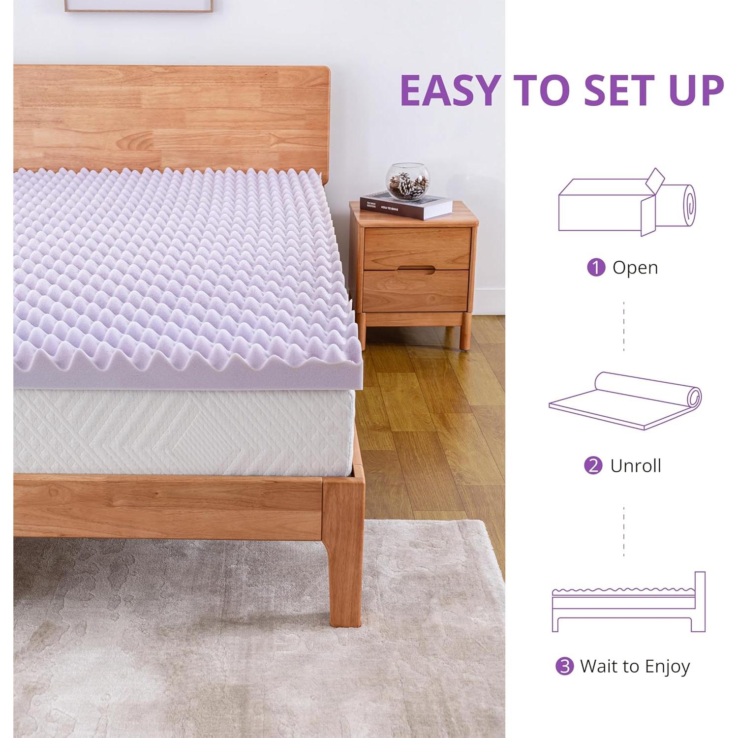 Cubierta de colchón viscoelástico EGOHOME 2" completo morado