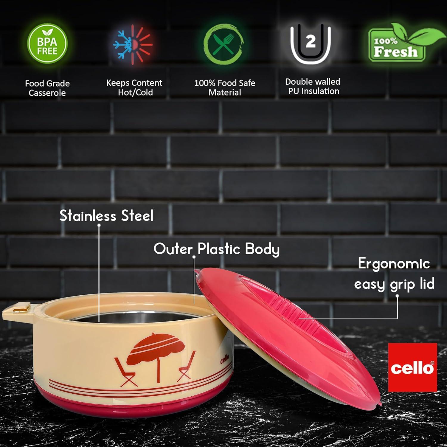 Cazuela Aislada Cello Beige 1250ml Acero Inoxidable