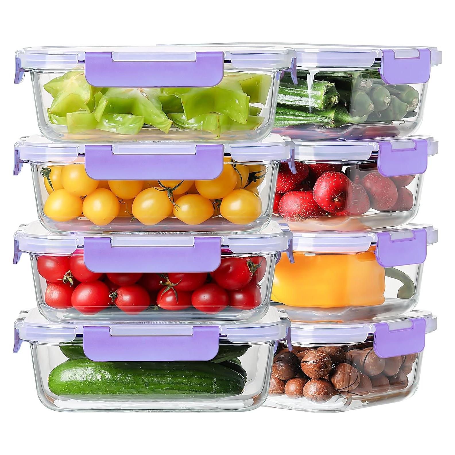 Contenedores de Vidrio HOMBERKING 8 Piezas 1040ml Herméticos