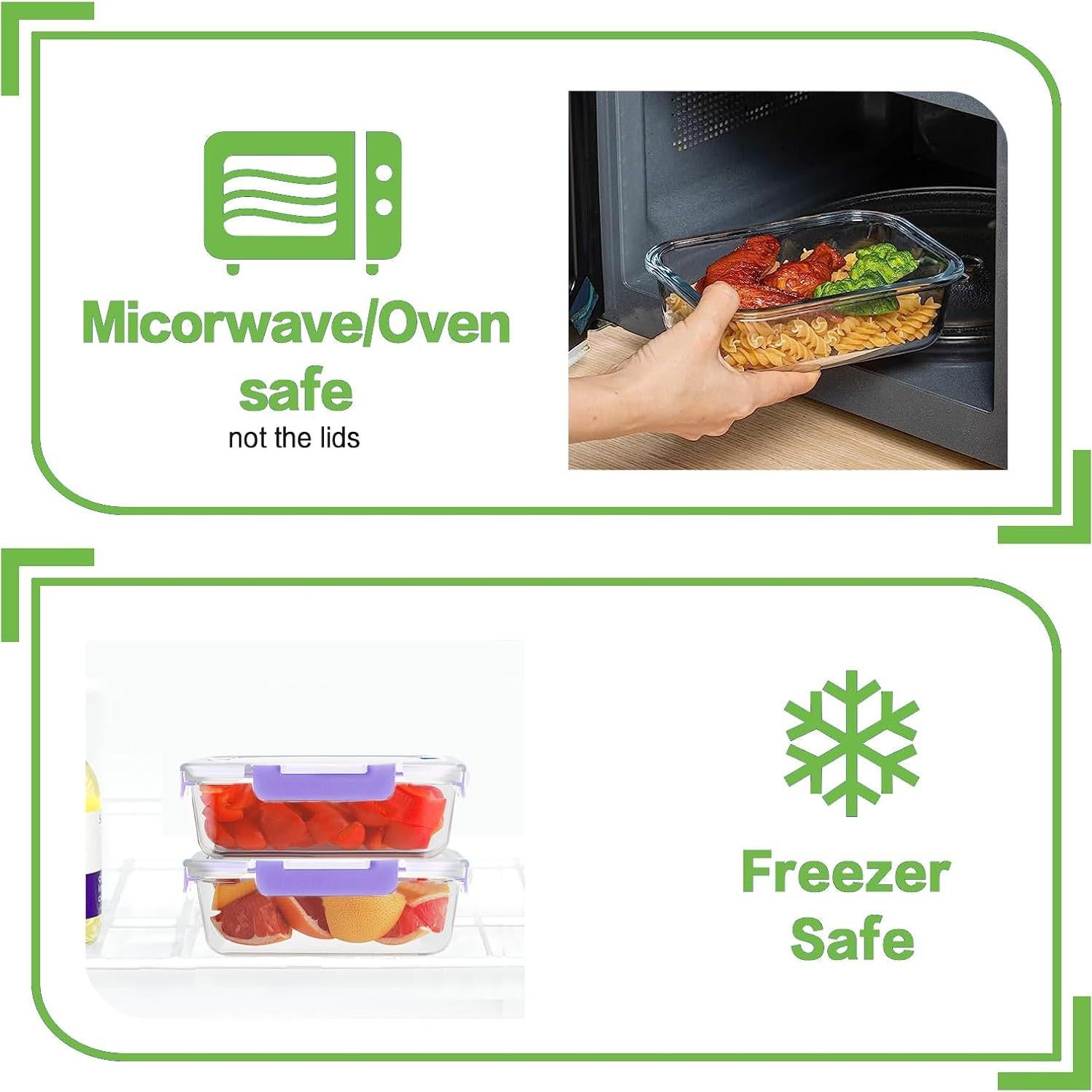 Contenedores de Vidrio HOMBERKING 8 Piezas 1040ml Herméticos