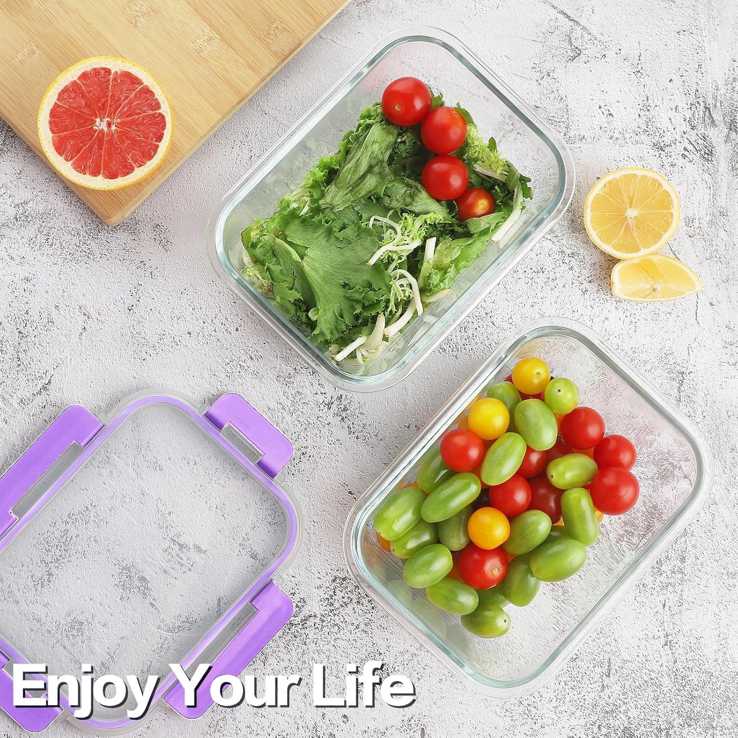 Contenedores de Vidrio HOMBERKING 8 Piezas 1040ml Herméticos