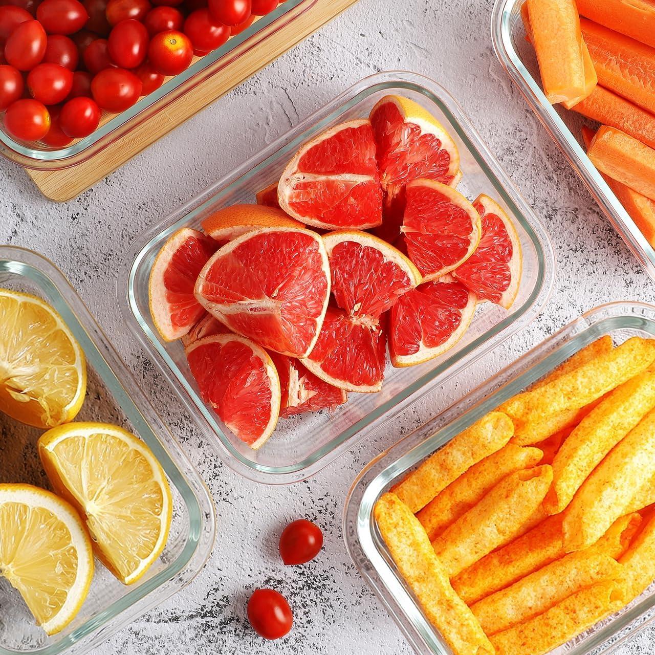 Contenedores de Vidrio HOMBERKING 8 Piezas 1040ml Herméticos