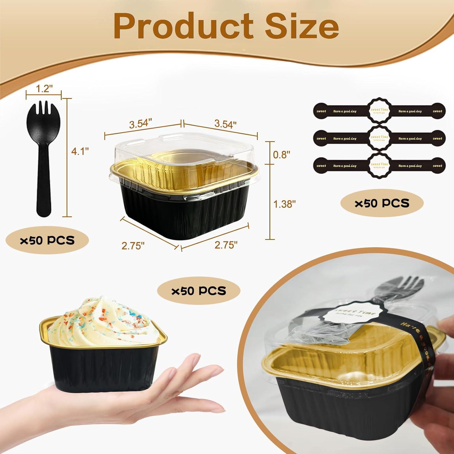 Mini Moldes de Aluminio OBXMLFY 5oz con Tapas y Cucharas