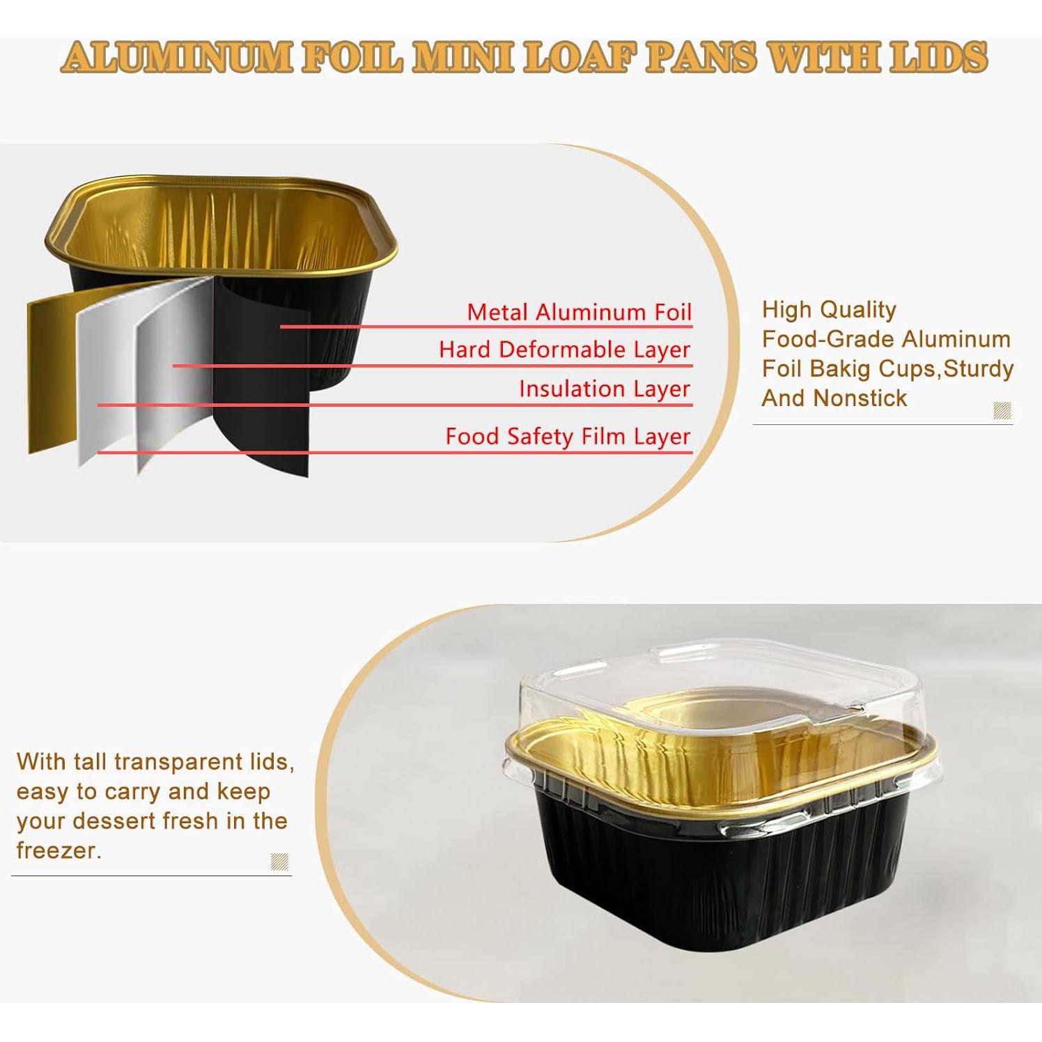 Mini Moldes de Aluminio OBXMLFY 5oz con Tapas y Cucharas