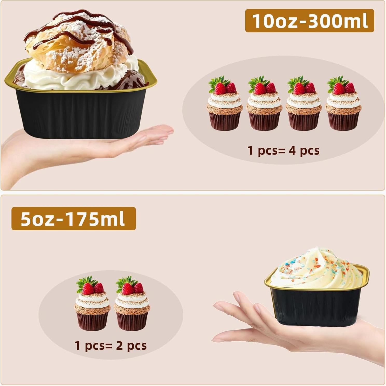 Mini Moldes de Aluminio OBXMLFY 5oz con Tapas y Cucharas