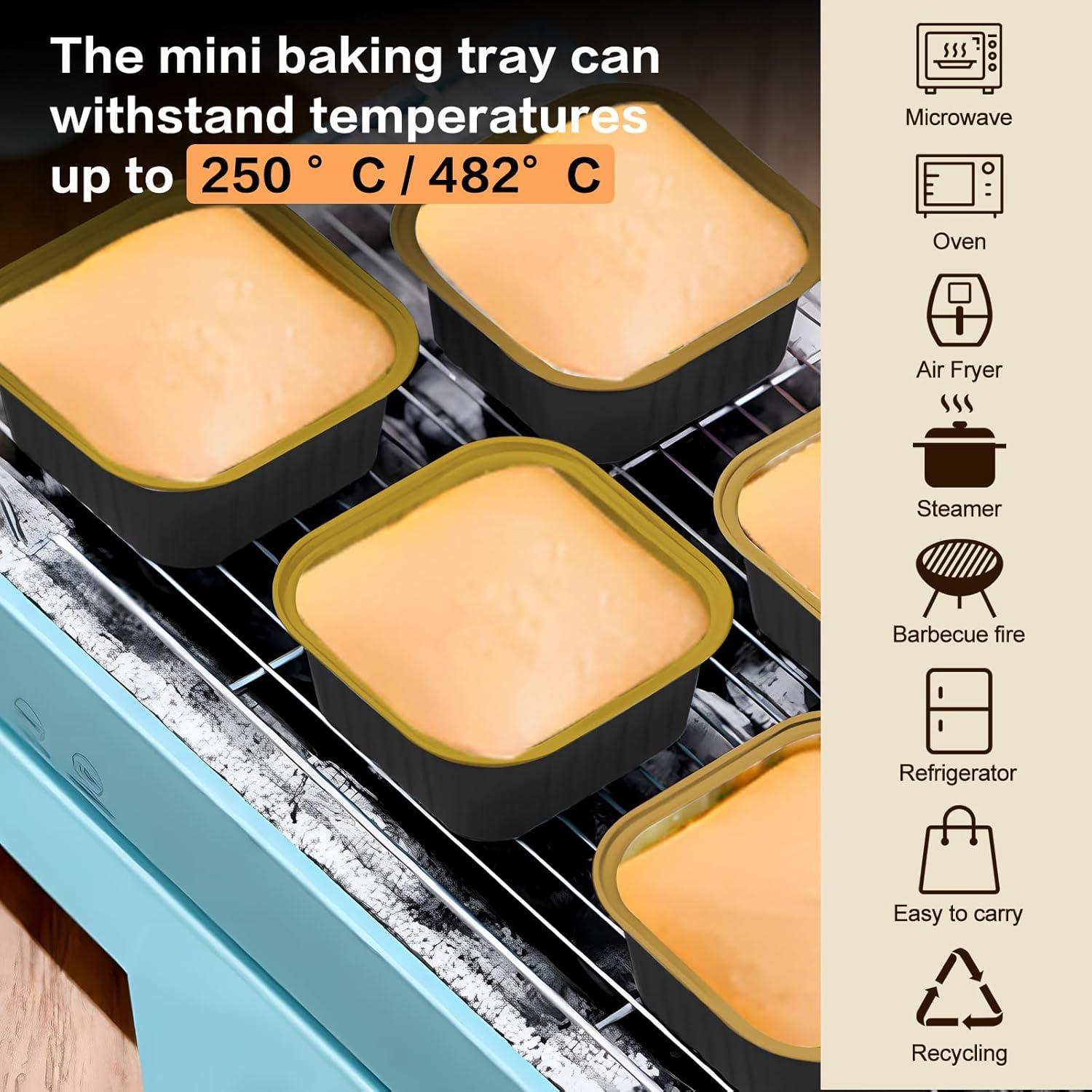 Mini Moldes de Aluminio OBXMLFY 5oz con Tapas y Cucharas