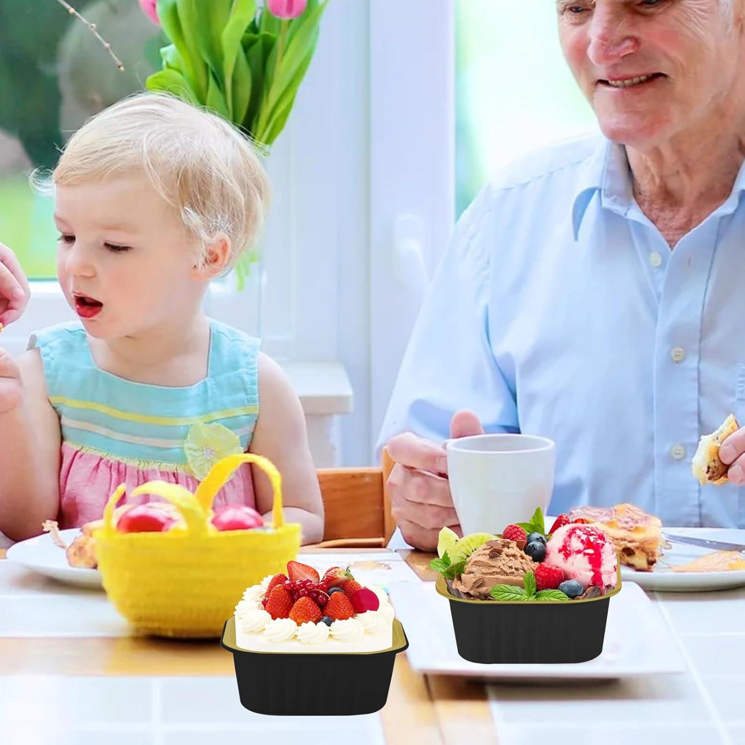 Mini Moldes de Aluminio OBXMLFY 5oz con Tapas y Cucharas