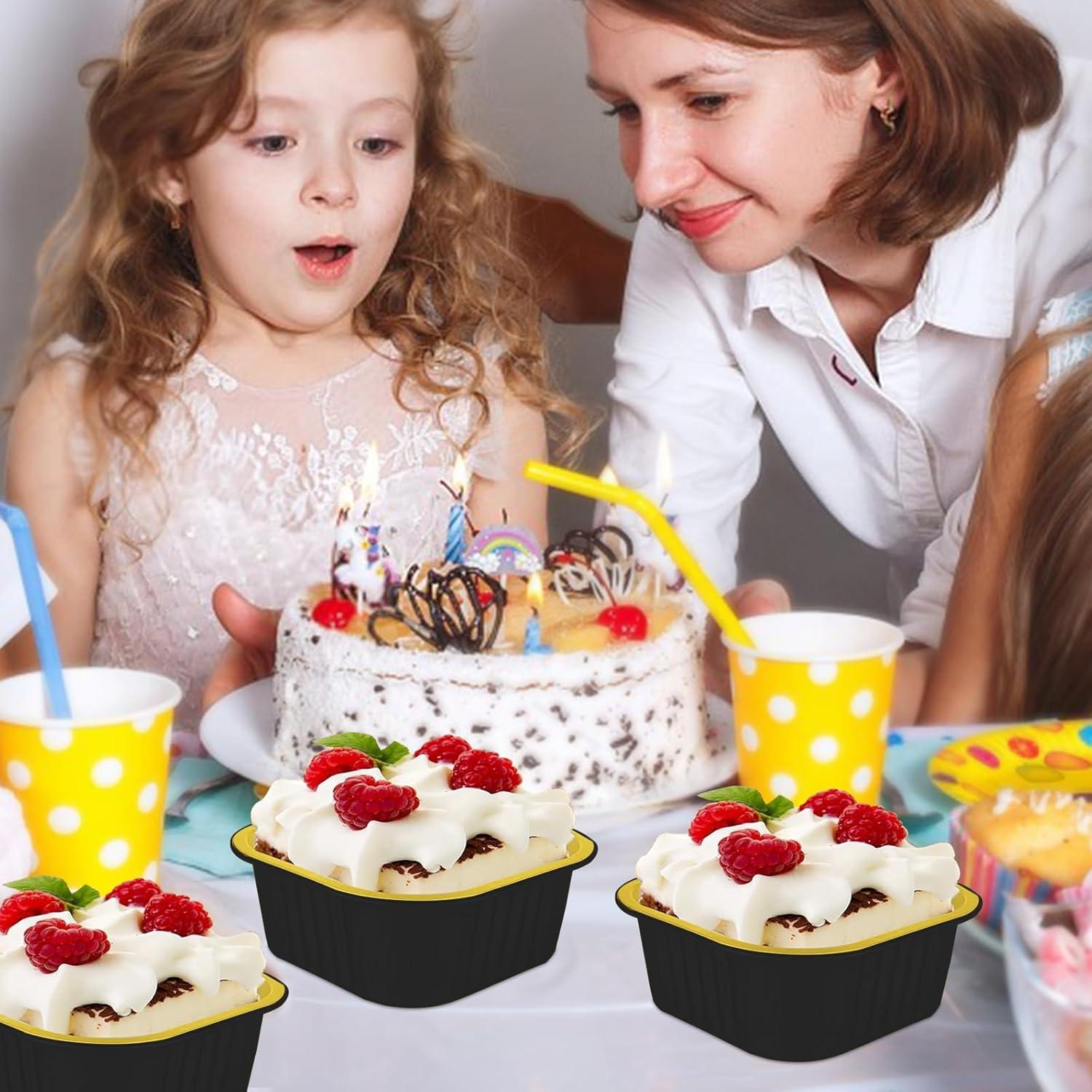 Mini Moldes de Aluminio OBXMLFY 5oz con Tapas y Cucharas