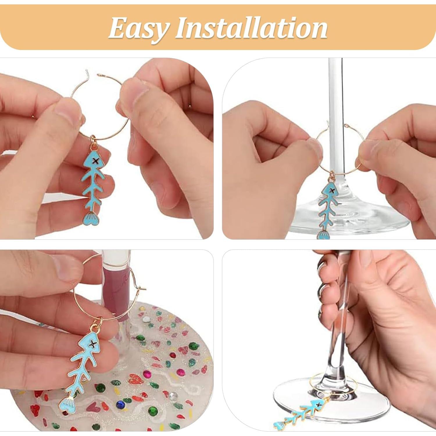 Juego de 18 Charms para Copas de Vino Temática Playa