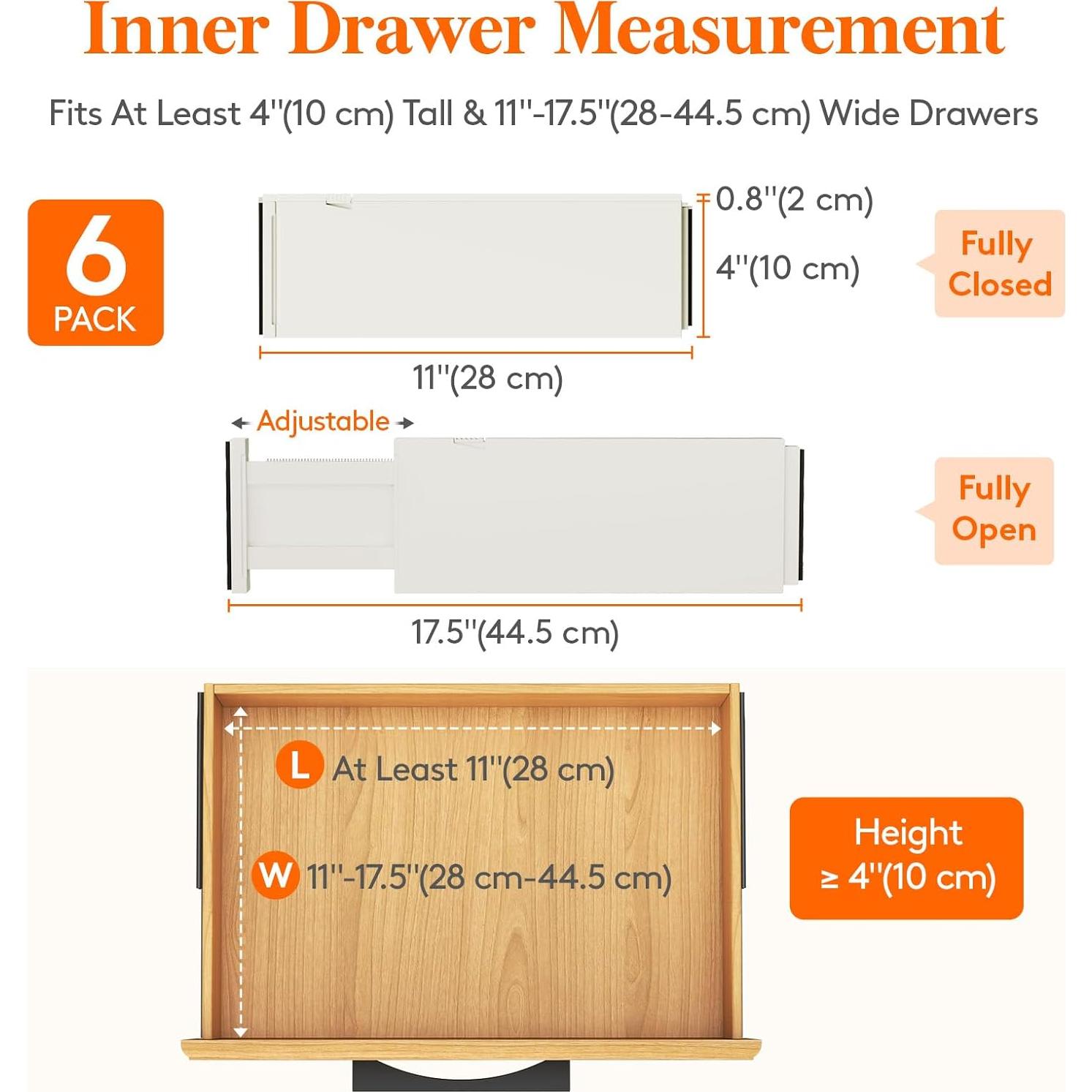 Divisores de Cajón Expandibles Lifewit 6 Piezas Beige