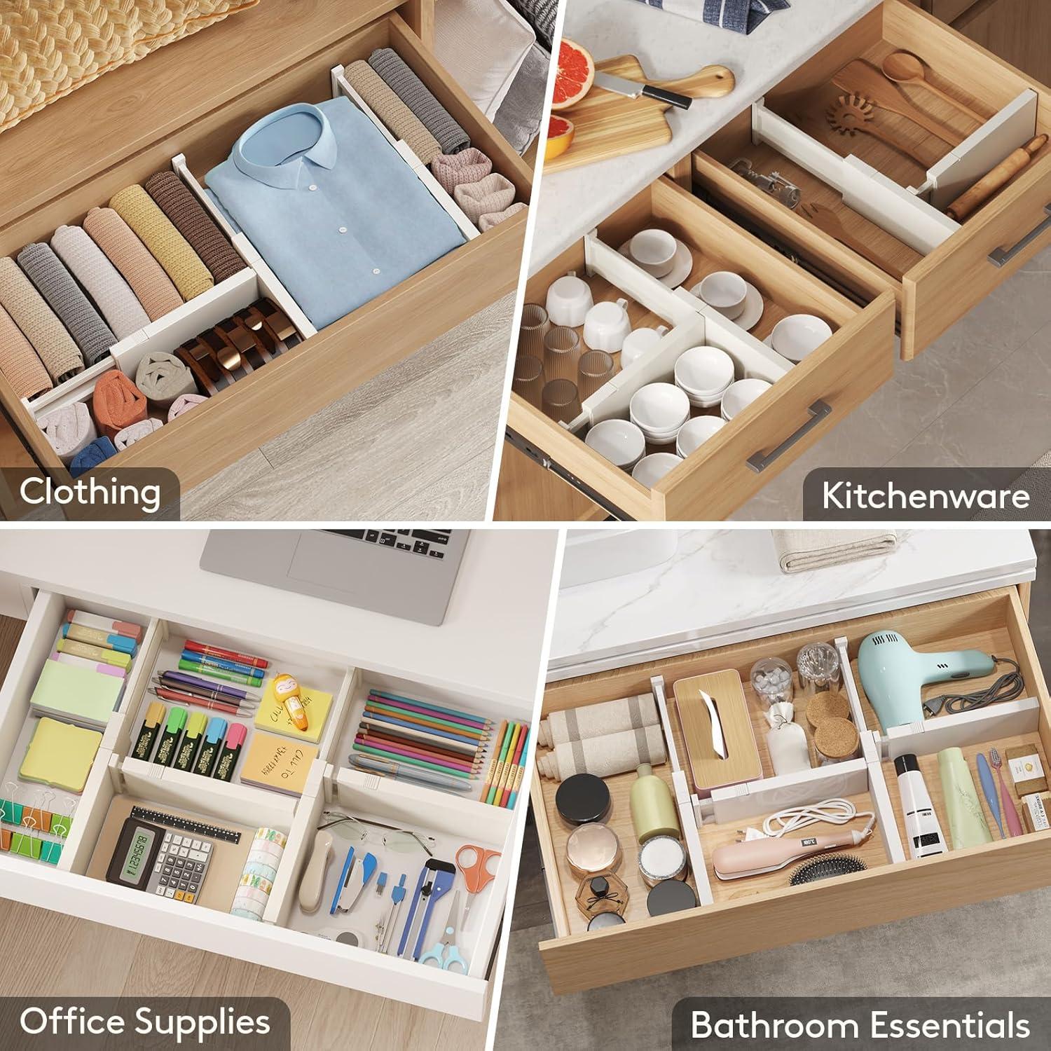 Divisores de Cajón Expandibles Lifewit 6 Piezas Beige